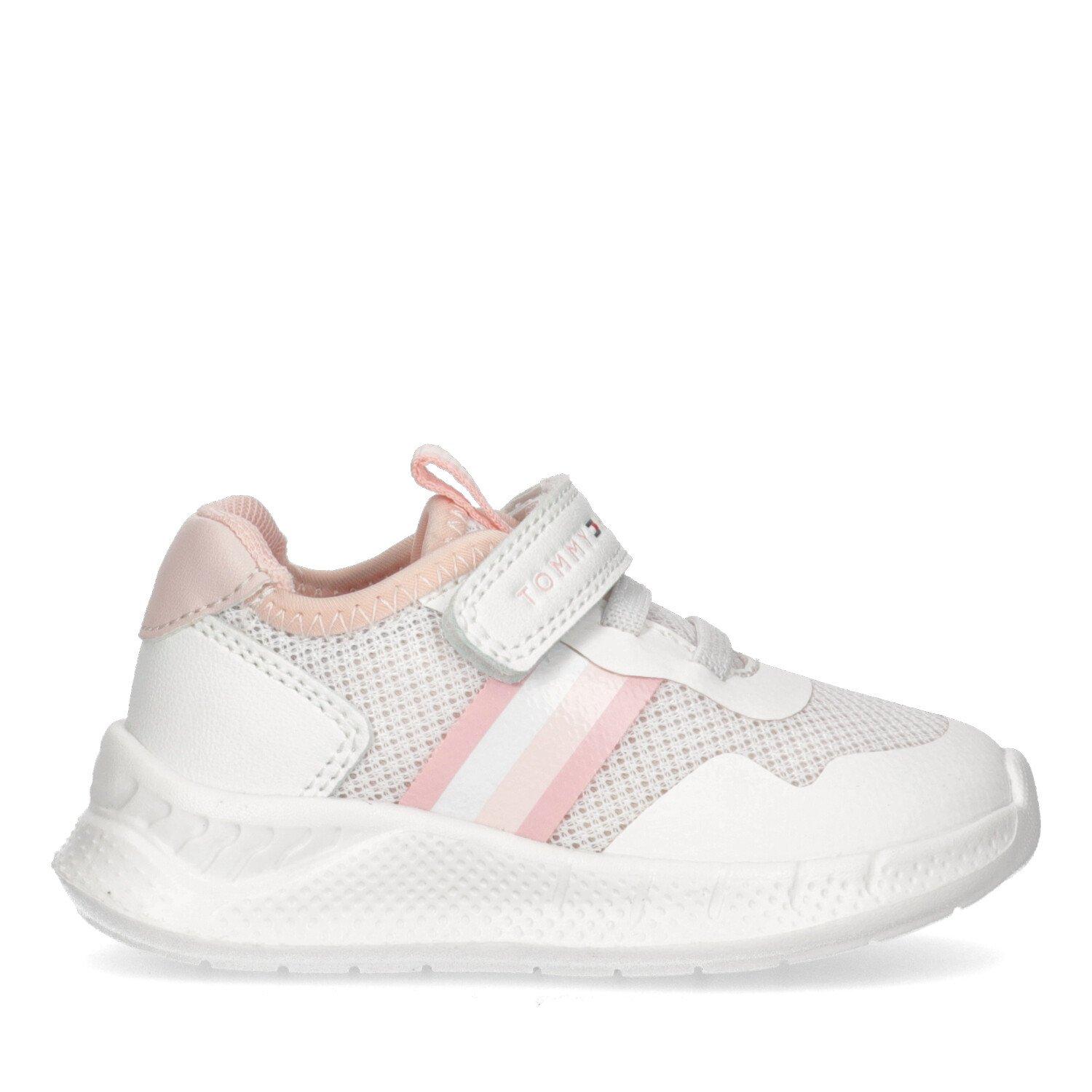 Tommy Hilfiger Girls Stripe Low Trainers Juniors - White/Pink 134 - C12.5 (31)