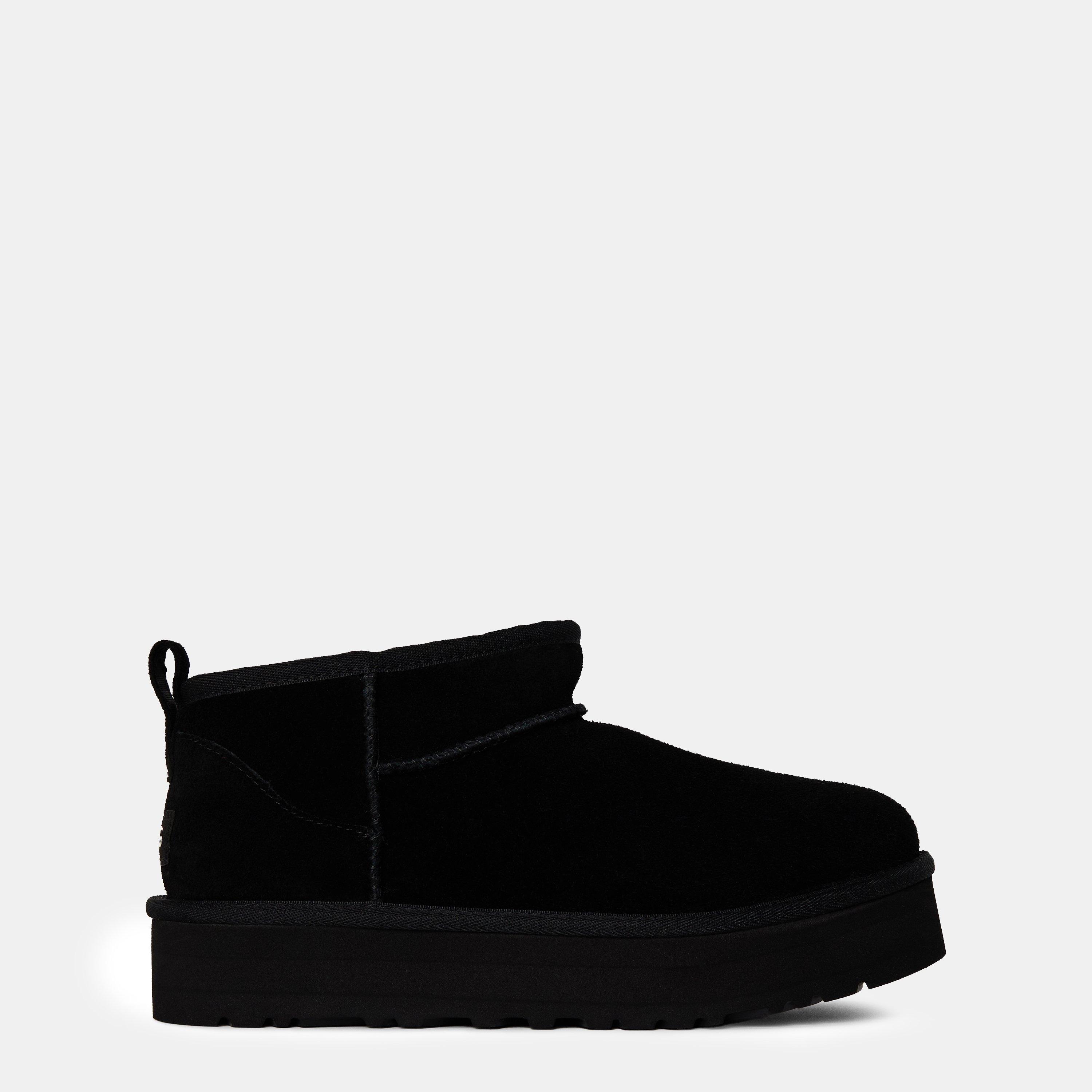 Ugg Kids' Ultra Mini Sheepskin Suede Platform Boots - Black BLK - Size C12 (31)
