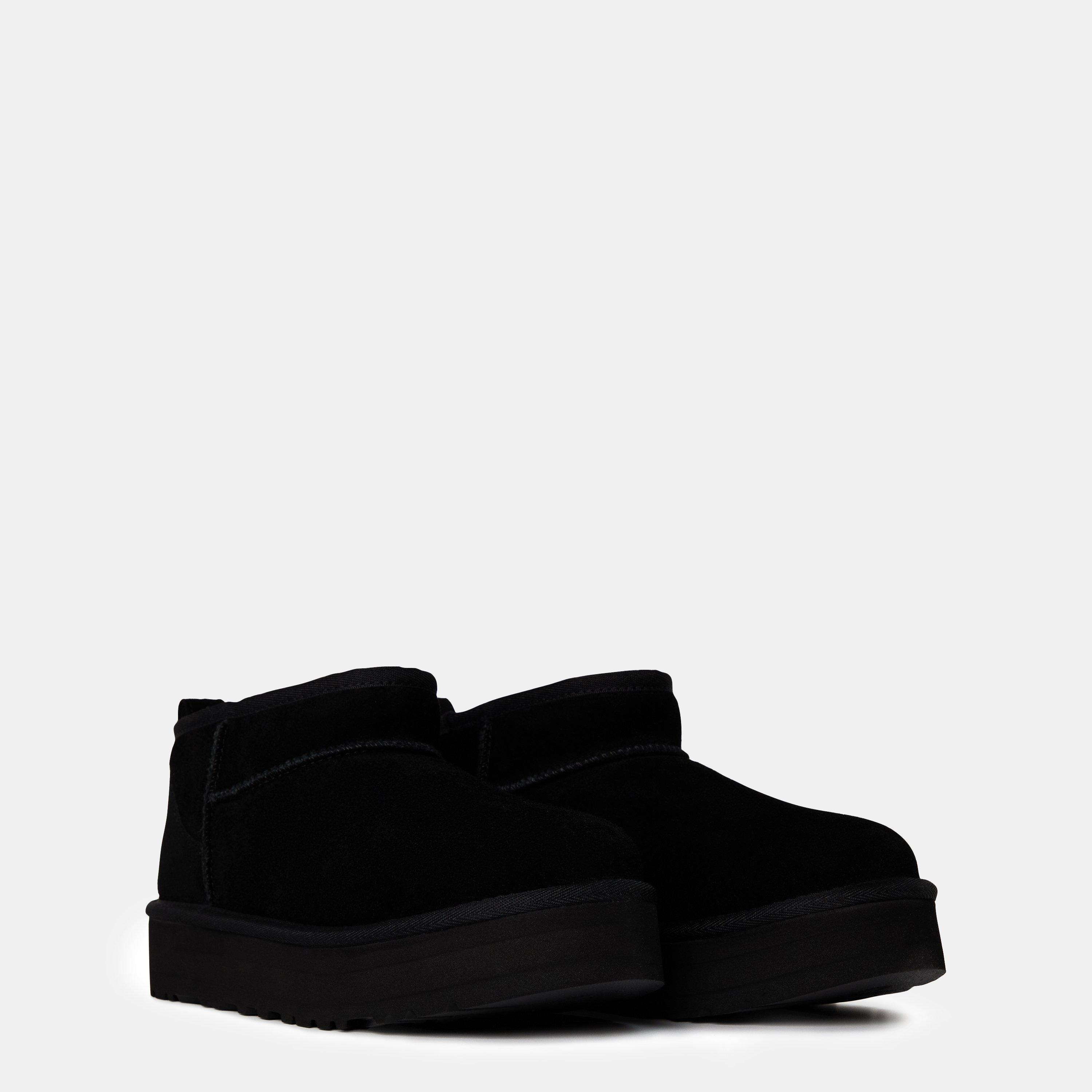 Black BLK - Ugg - Kids' Ultra Mini Sheepskin Suede Platform Boots - 3