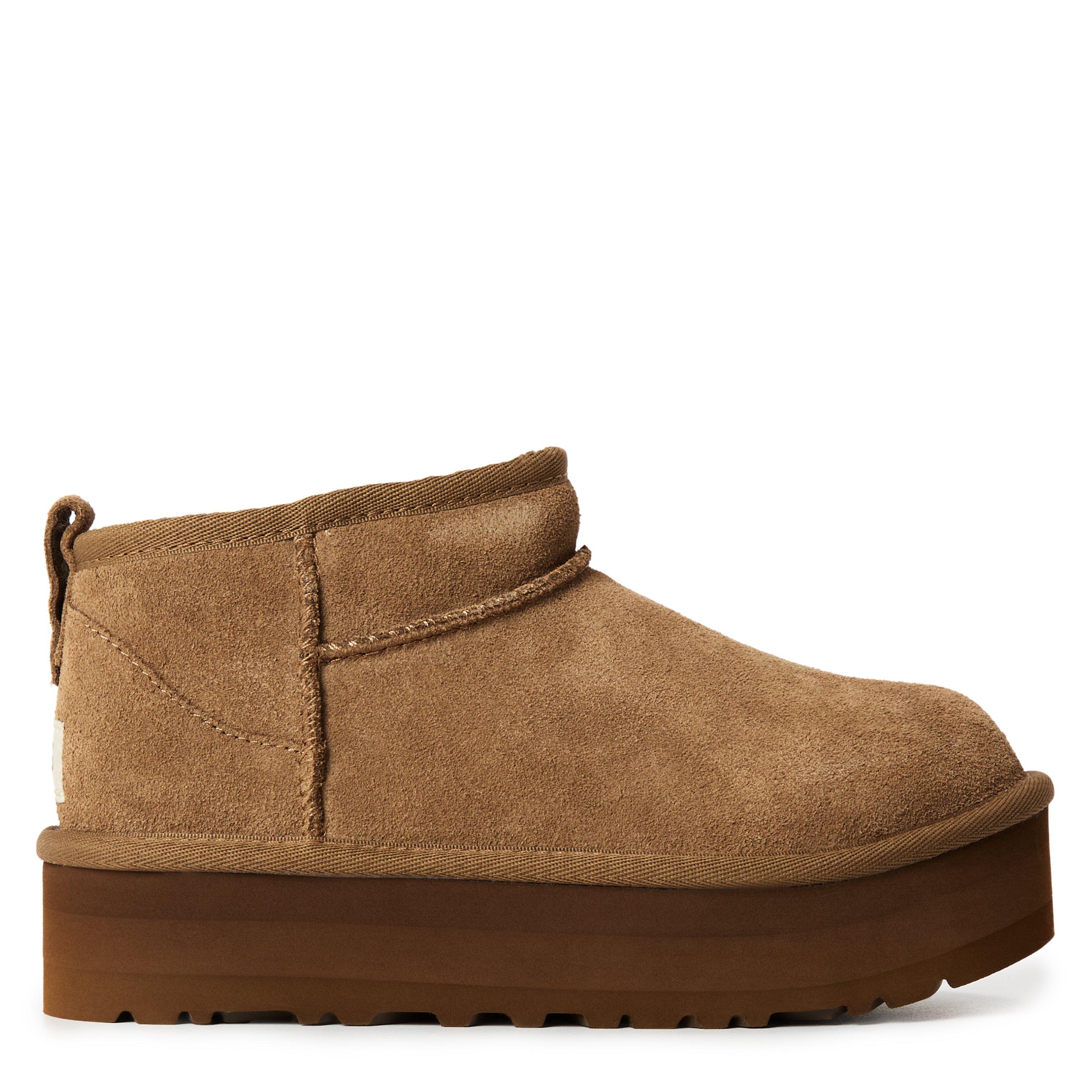 Ugg Kids' Ultra Mini Sheepskin Suede Platform Boots - Lght Brnze LBNZ - Size 5 (38)