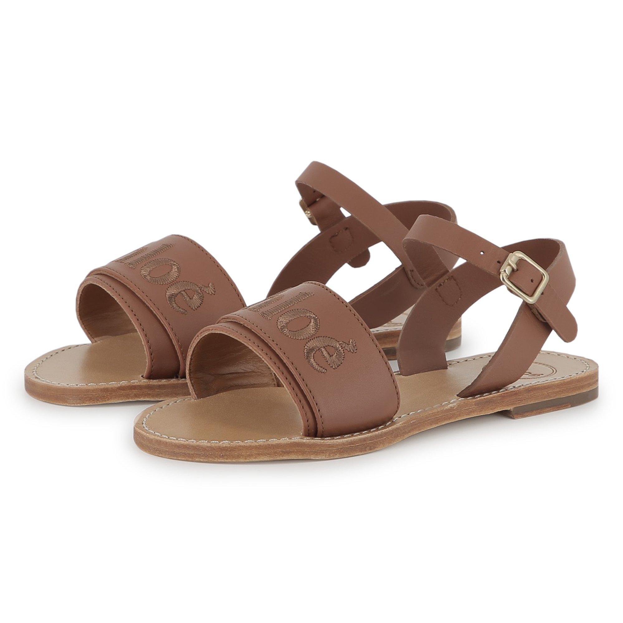 Brown 33A - Chloe - Embroidered Sandals Juniors - 2