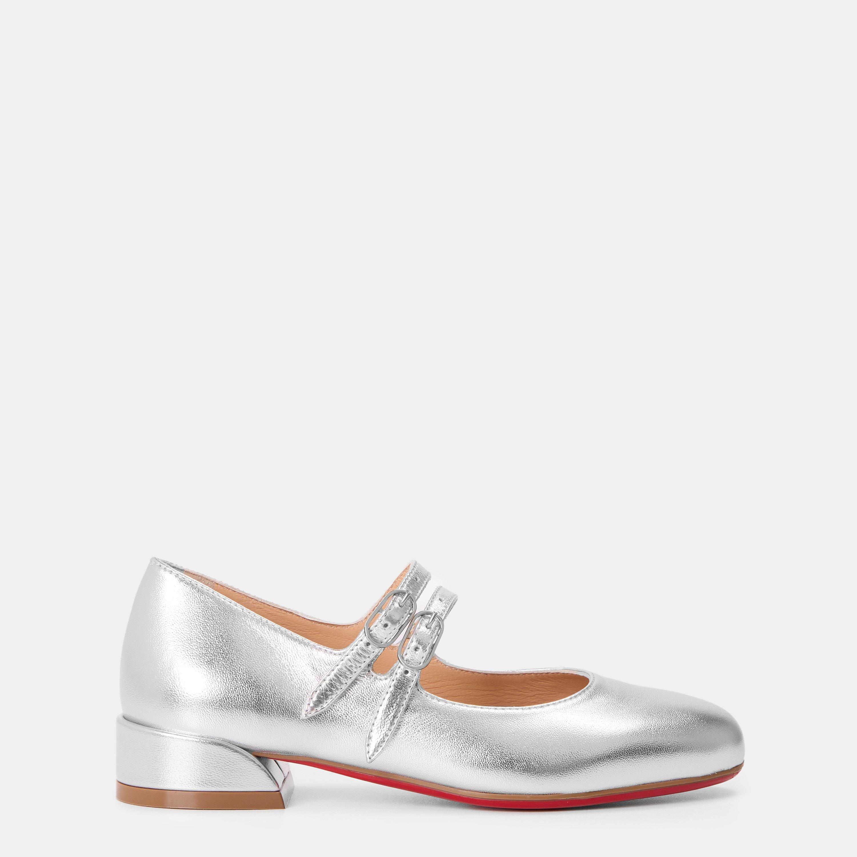 Silver - Christian Louboutin - Kids' Red Sole Ballerina Slippers - 1
