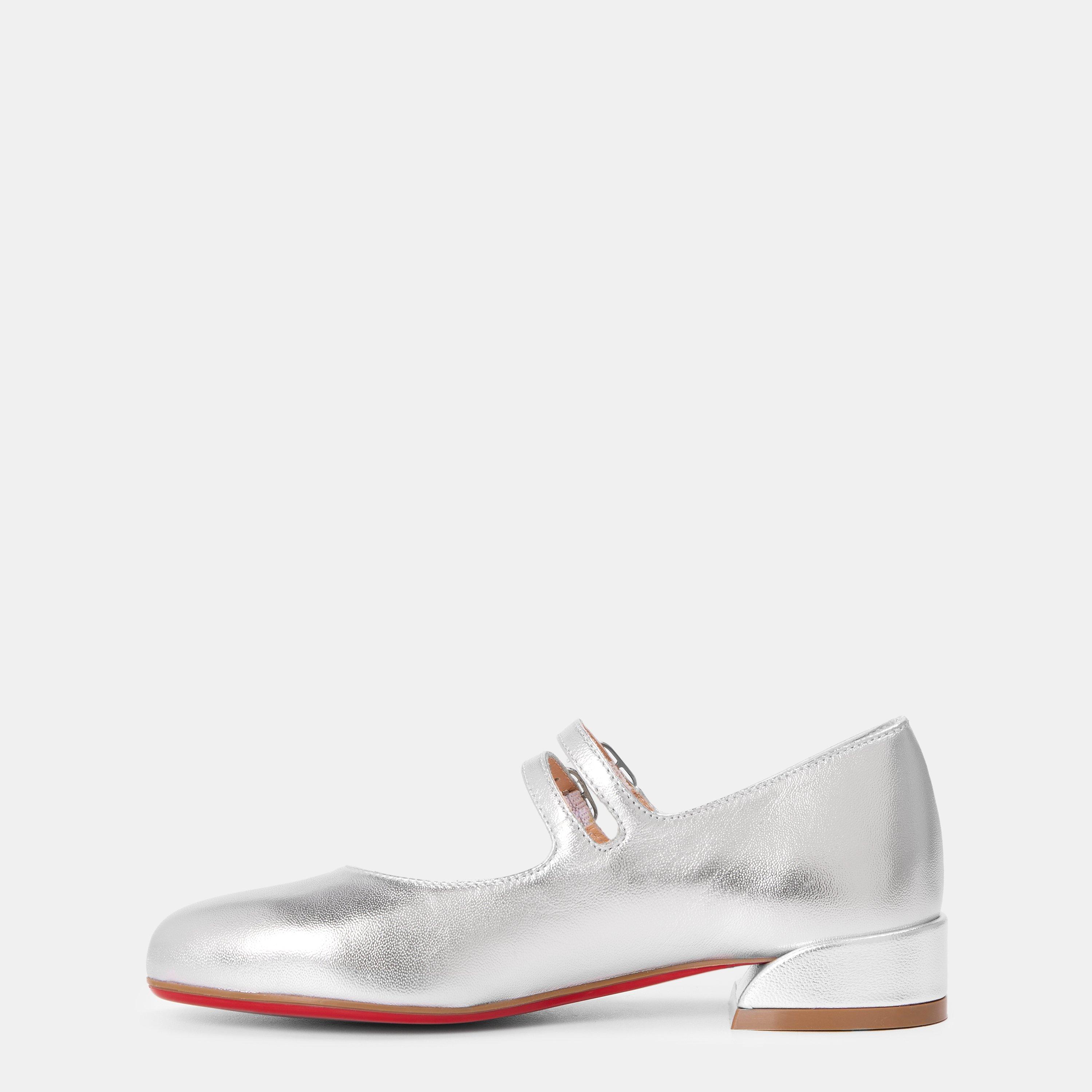 Silver - Christian Louboutin - Kids' Red Sole Ballerina Slippers - 2