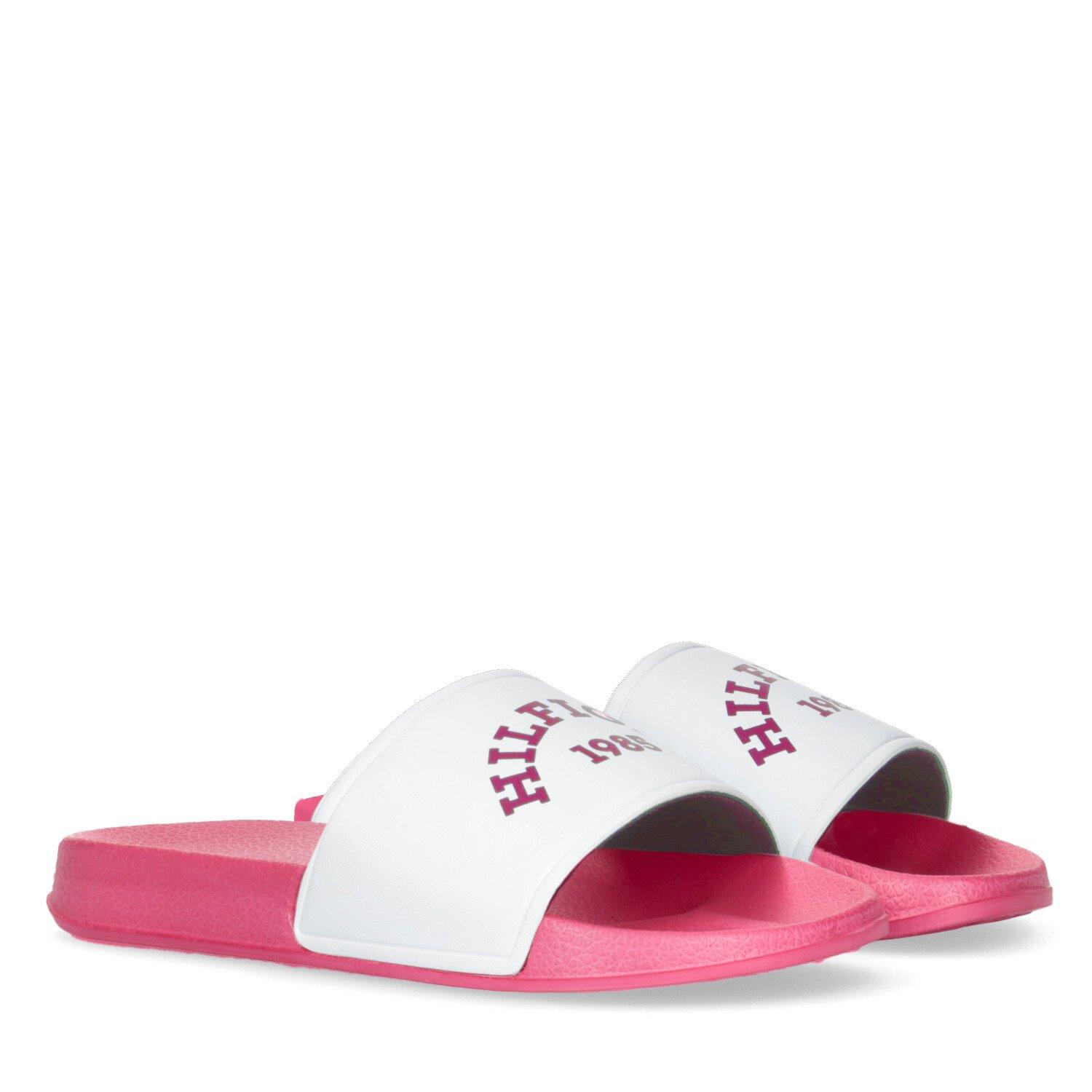 Bianco/Rosa 030 - Tommy Hilfiger - Logo Print Sliders Juniors - 2