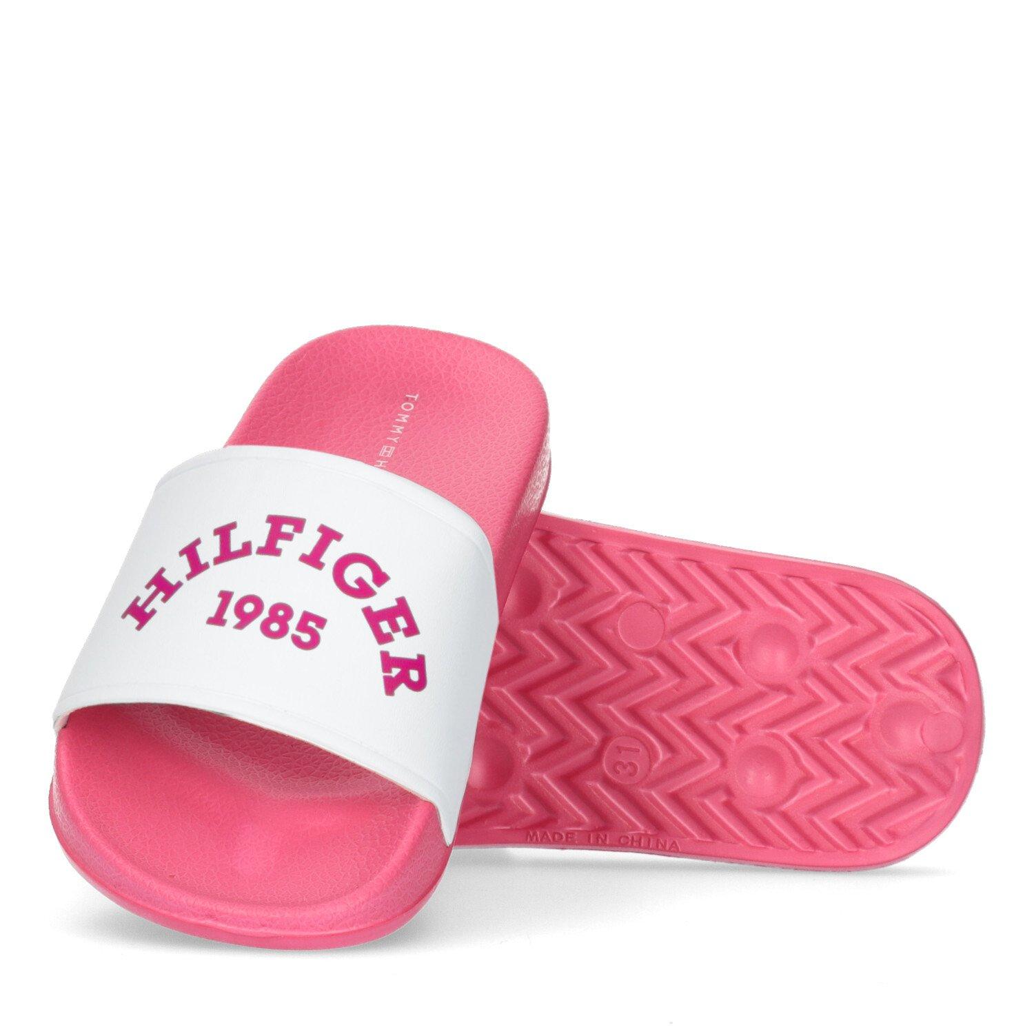Bianco/Rosa 030 - Tommy Hilfiger - Logo Print Sliders Juniors - 3