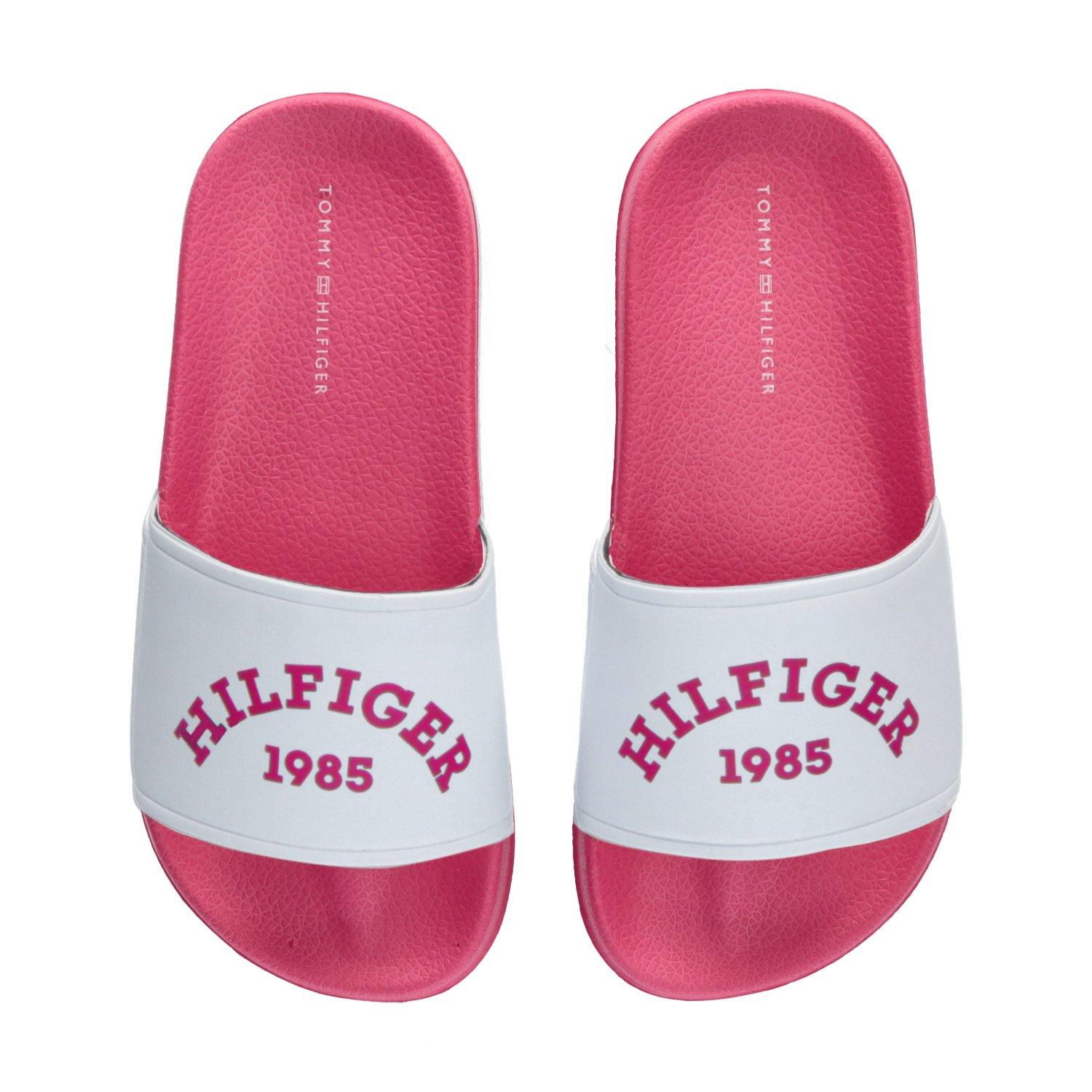 Bianco/Rosa 030 - Tommy Hilfiger - Logo Print Sliders Juniors - 4