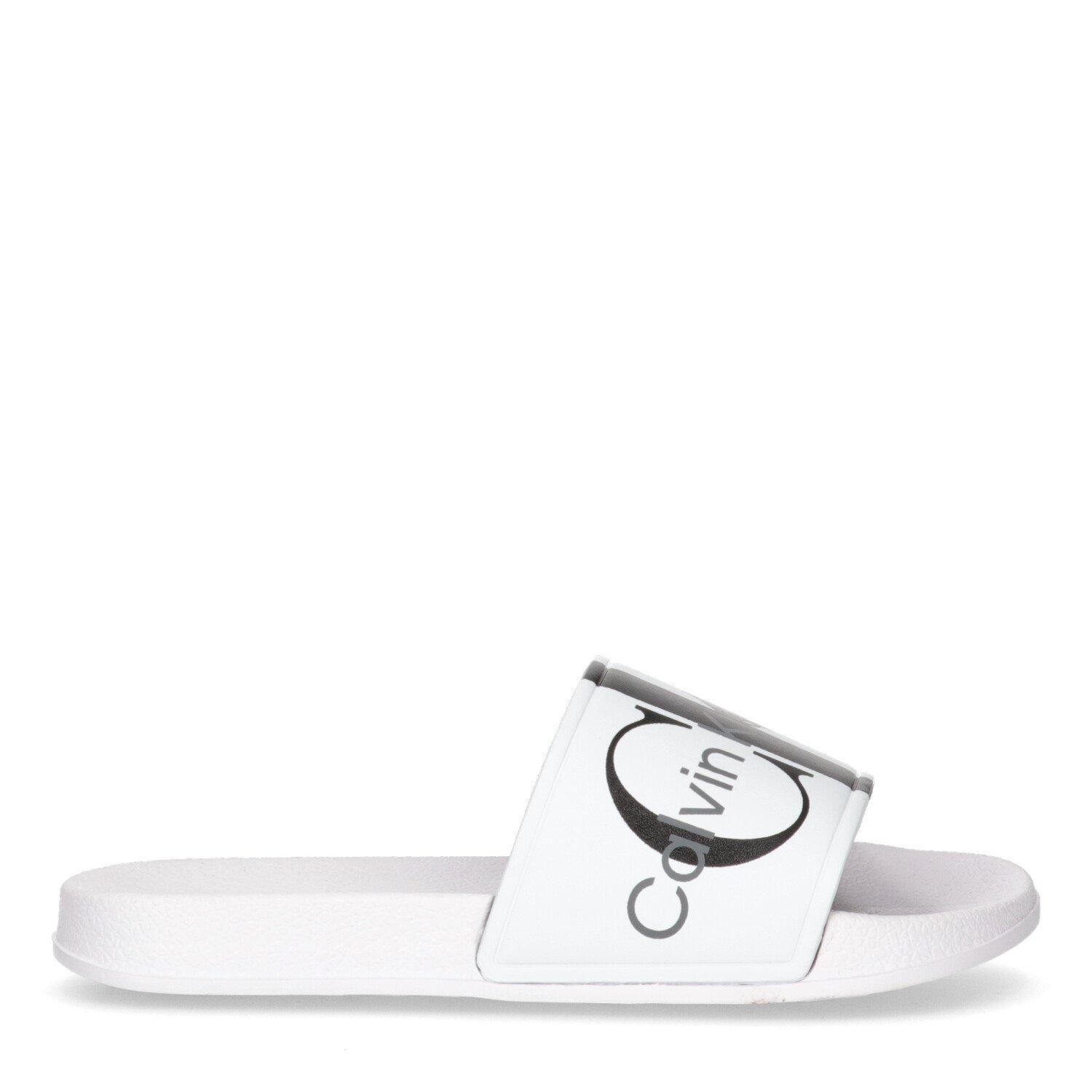 Calvin Klein Jeans Girls Logo Sliders Juniors - White - 3.5 (36)