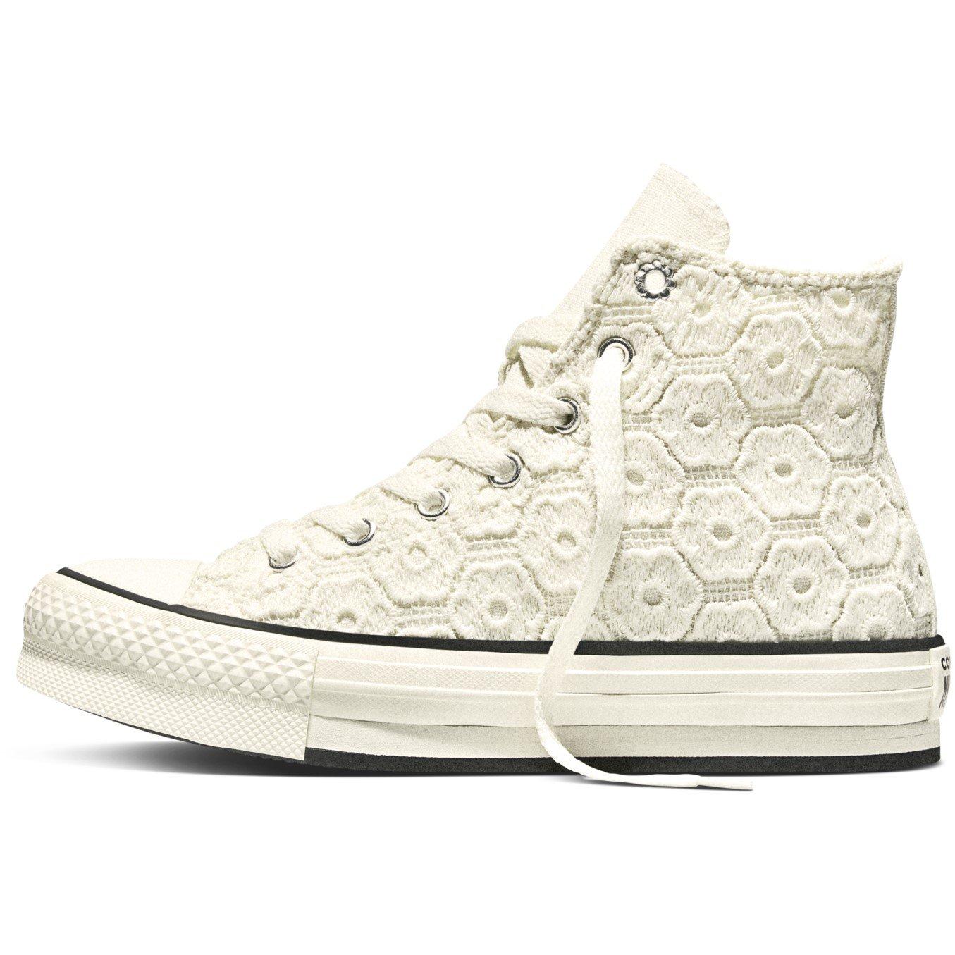 Converse Girls Kids' Canvas High-Top Trainers - Egret/Black - 4 (37)