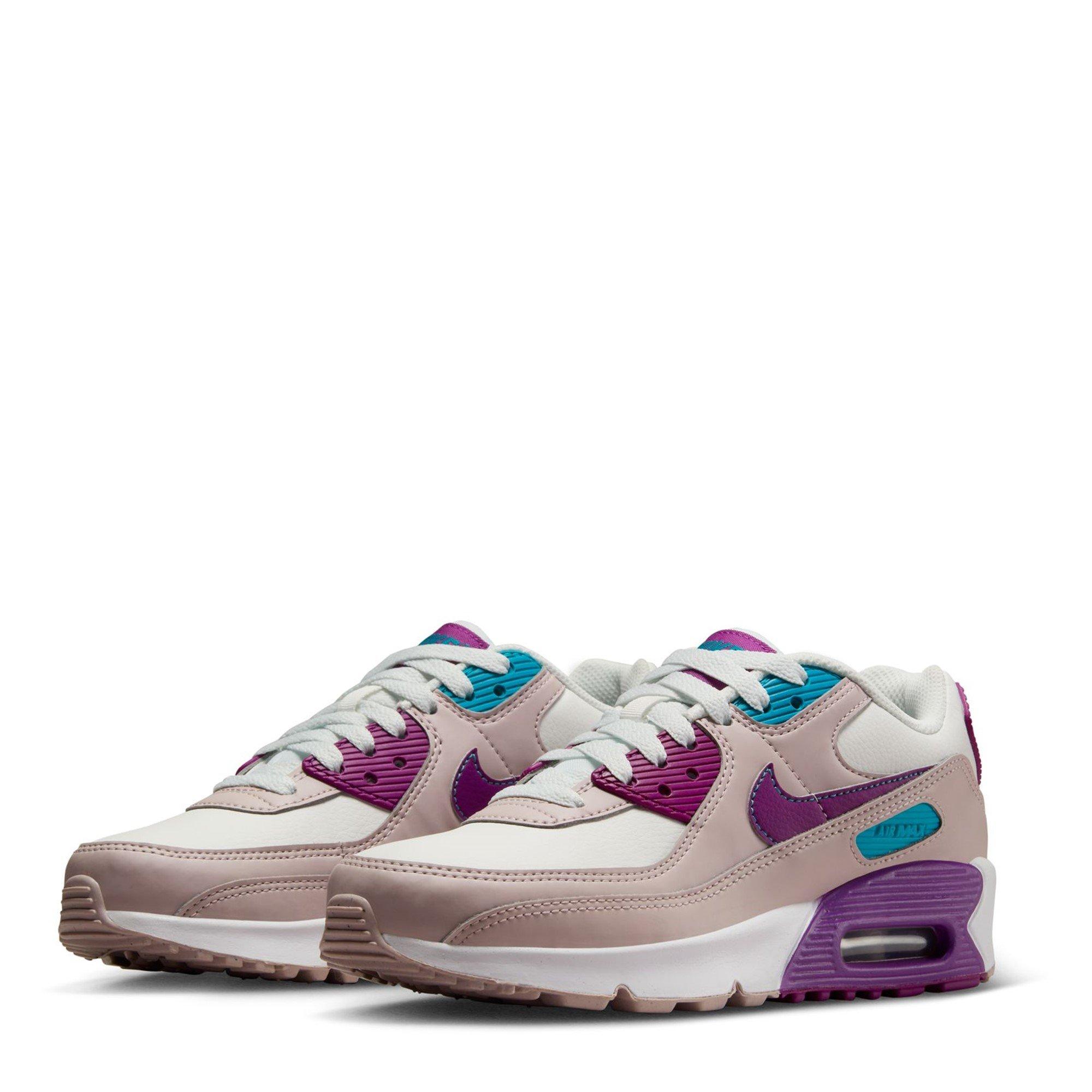 White/Violet - Nike - Air Max 90 LTR Big Kids' Shoes - 3