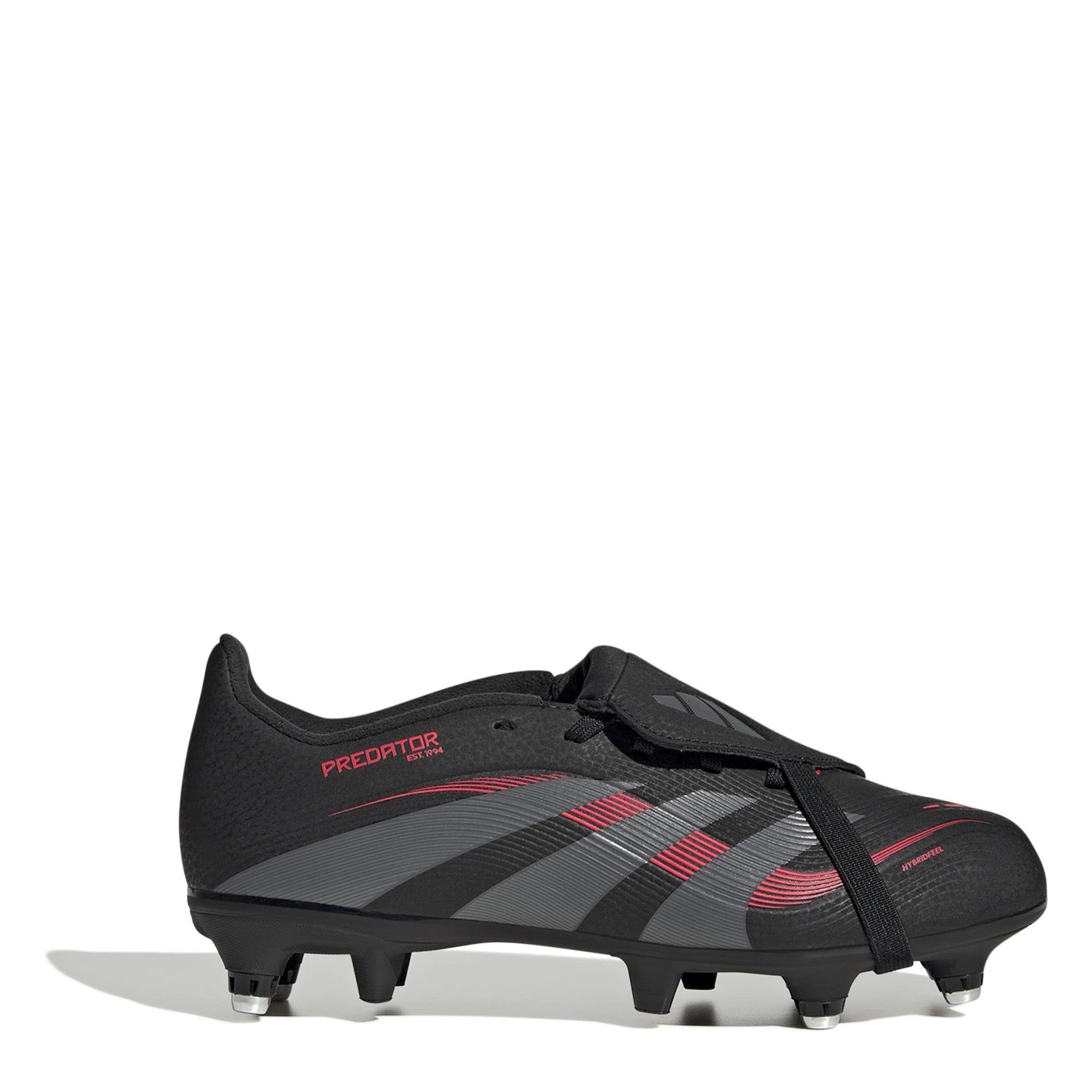 Negro/Gris - adidas - Predator League Fold-Over Tongue Childrens Soft Ground Football Boots - 1