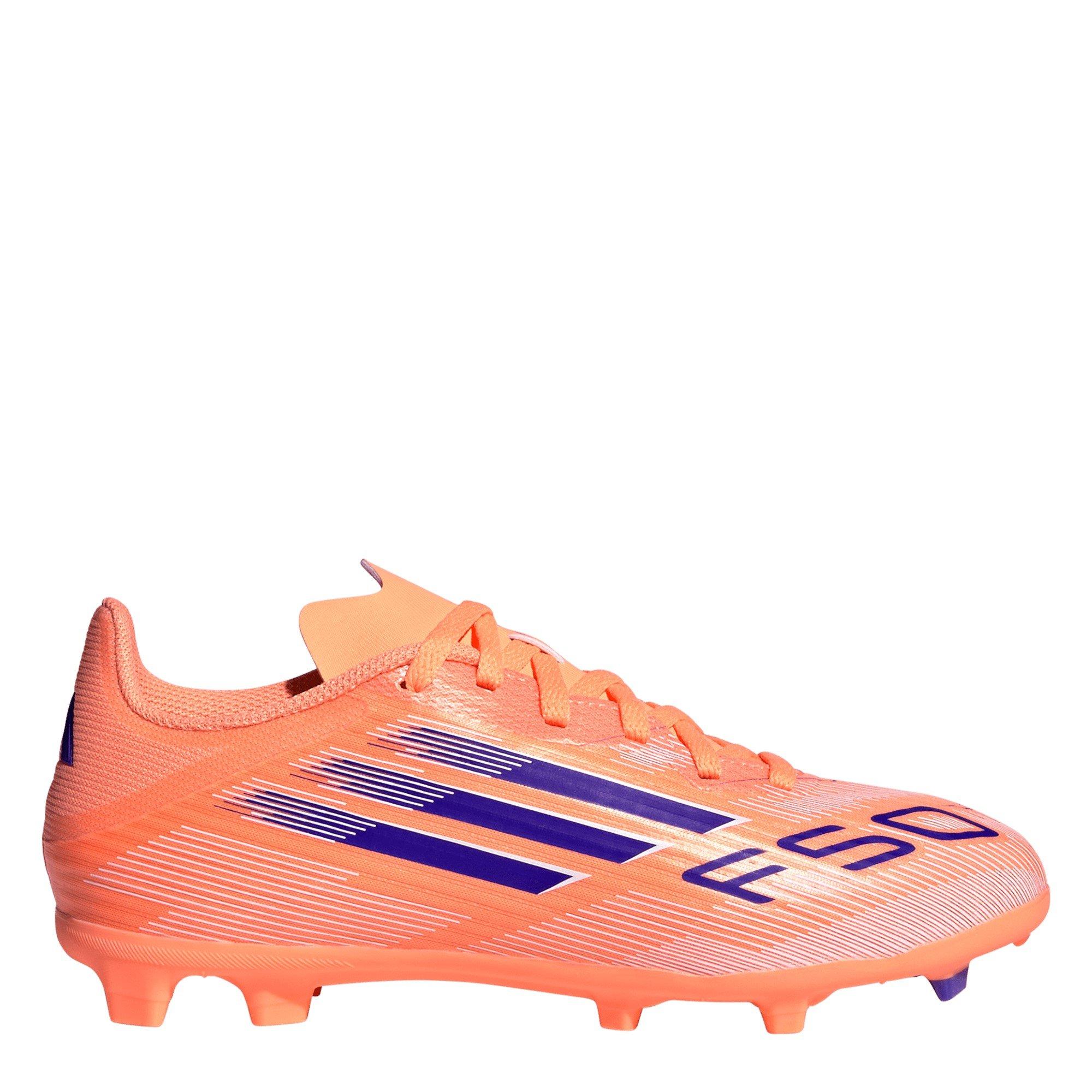Adidas Boys F50 League Childrens Firm Ground Football Boots - Orange/Blue - C12 (30.5)