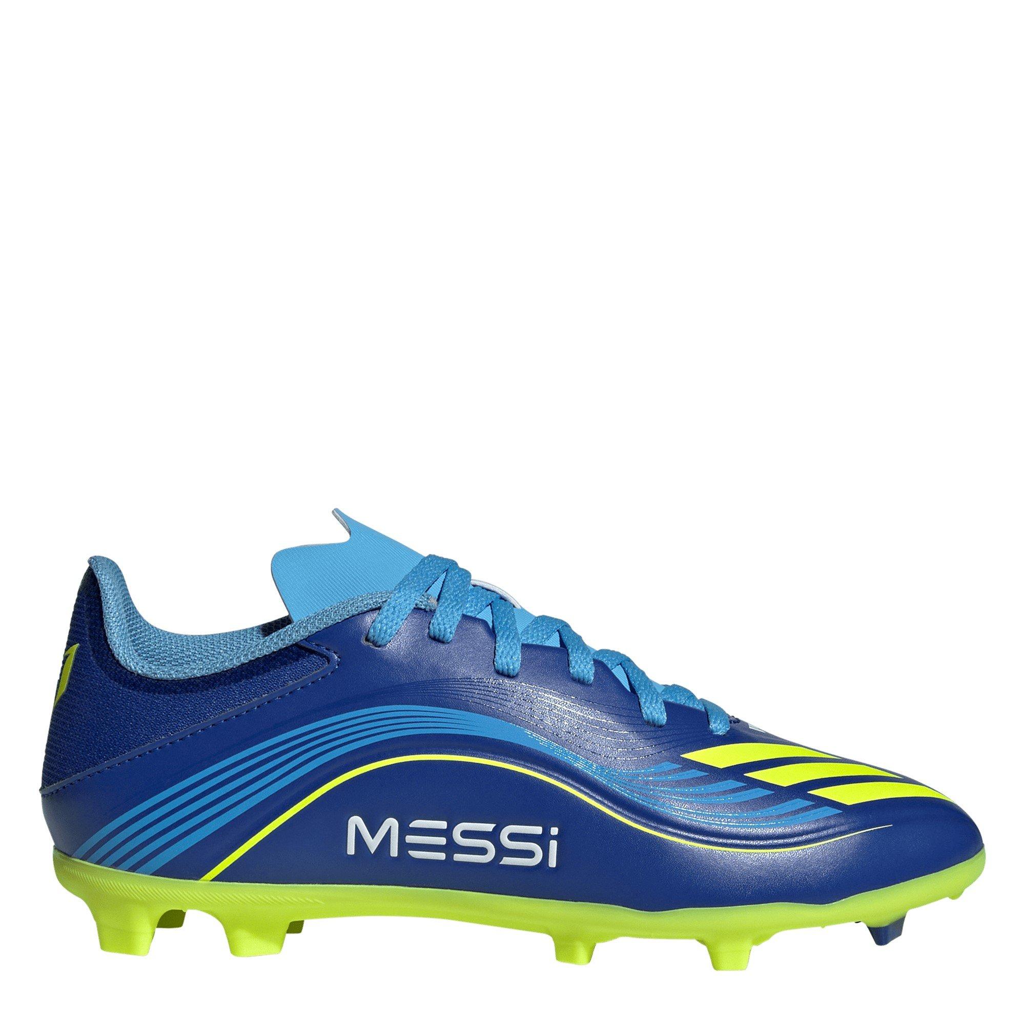 Adidas Boys F50 League Childrens Firm Ground Football Boots - Blue/Yellow - 2 (34)