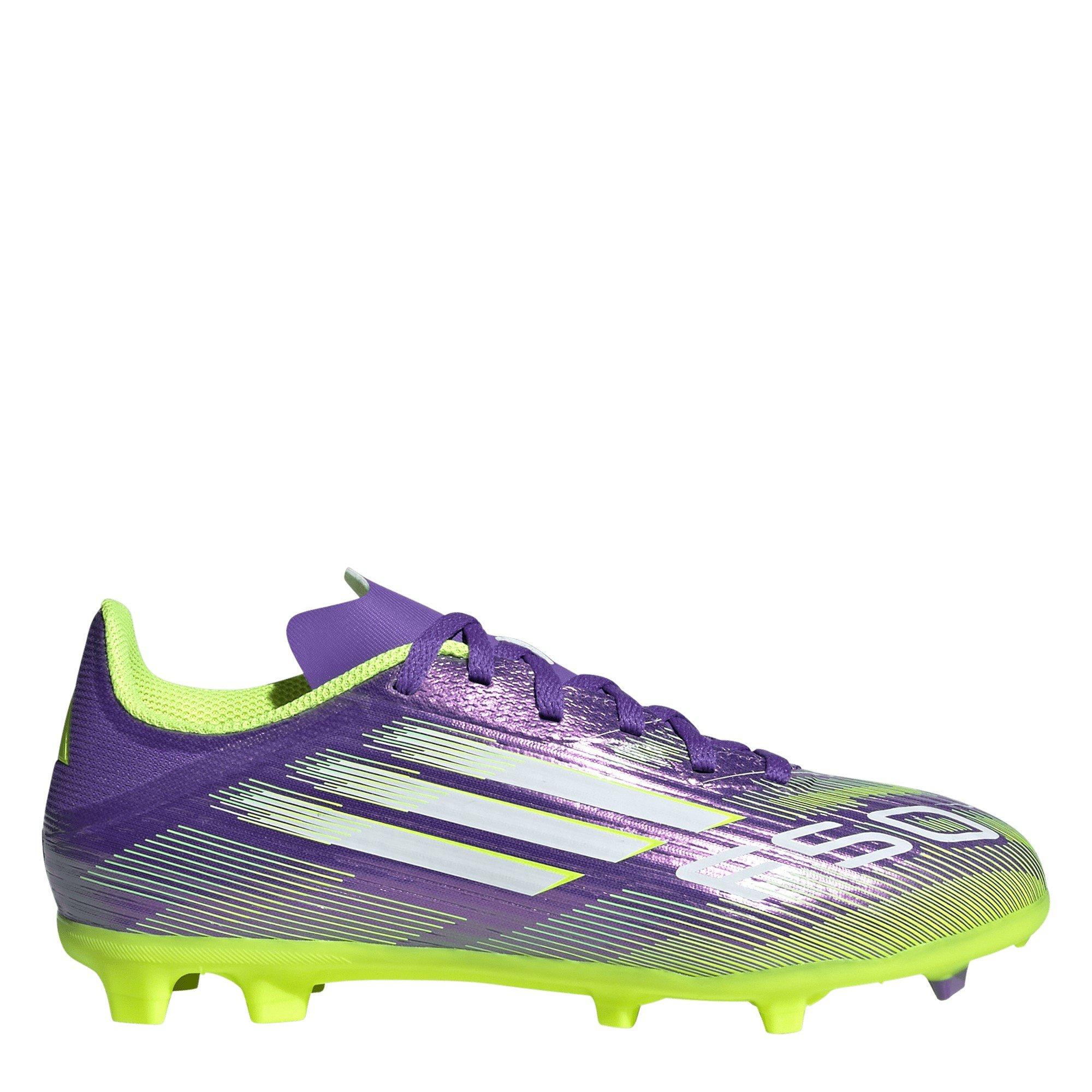 Adidas Boys F50 League Childrens Firm Ground Football Boots - Purple/White - 2 (34)