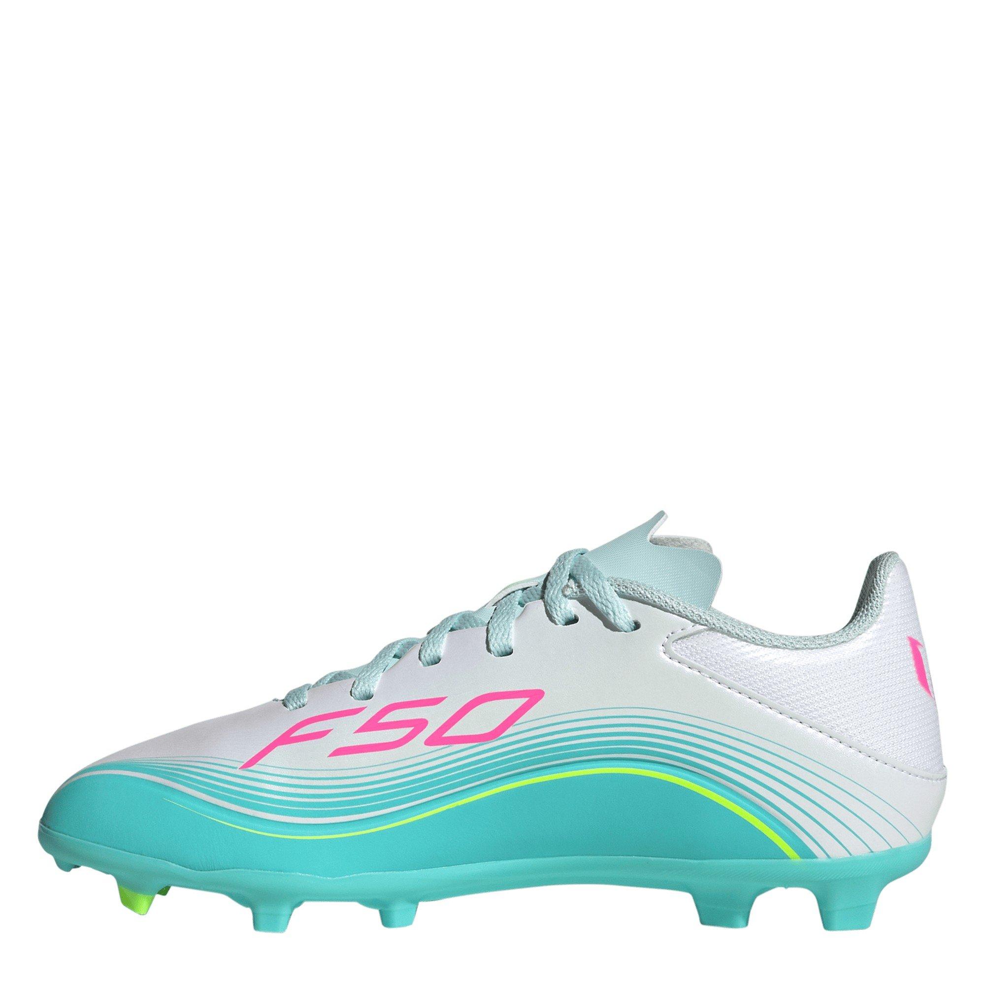 Wht/Pink/Blue - adidas - F50 League Childrens Firm Ground Football Boots - 2