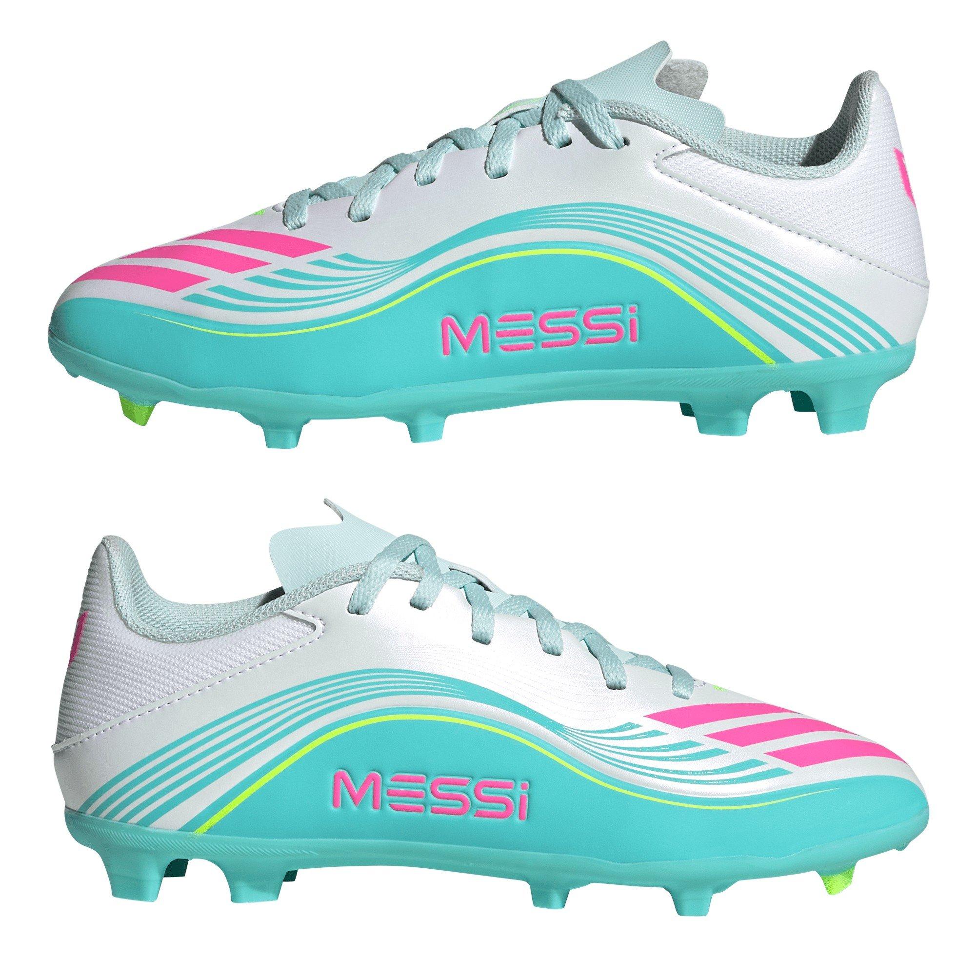 Wht/Pink/Blue - adidas - F50 League Childrens Firm Ground Football Boots - 9