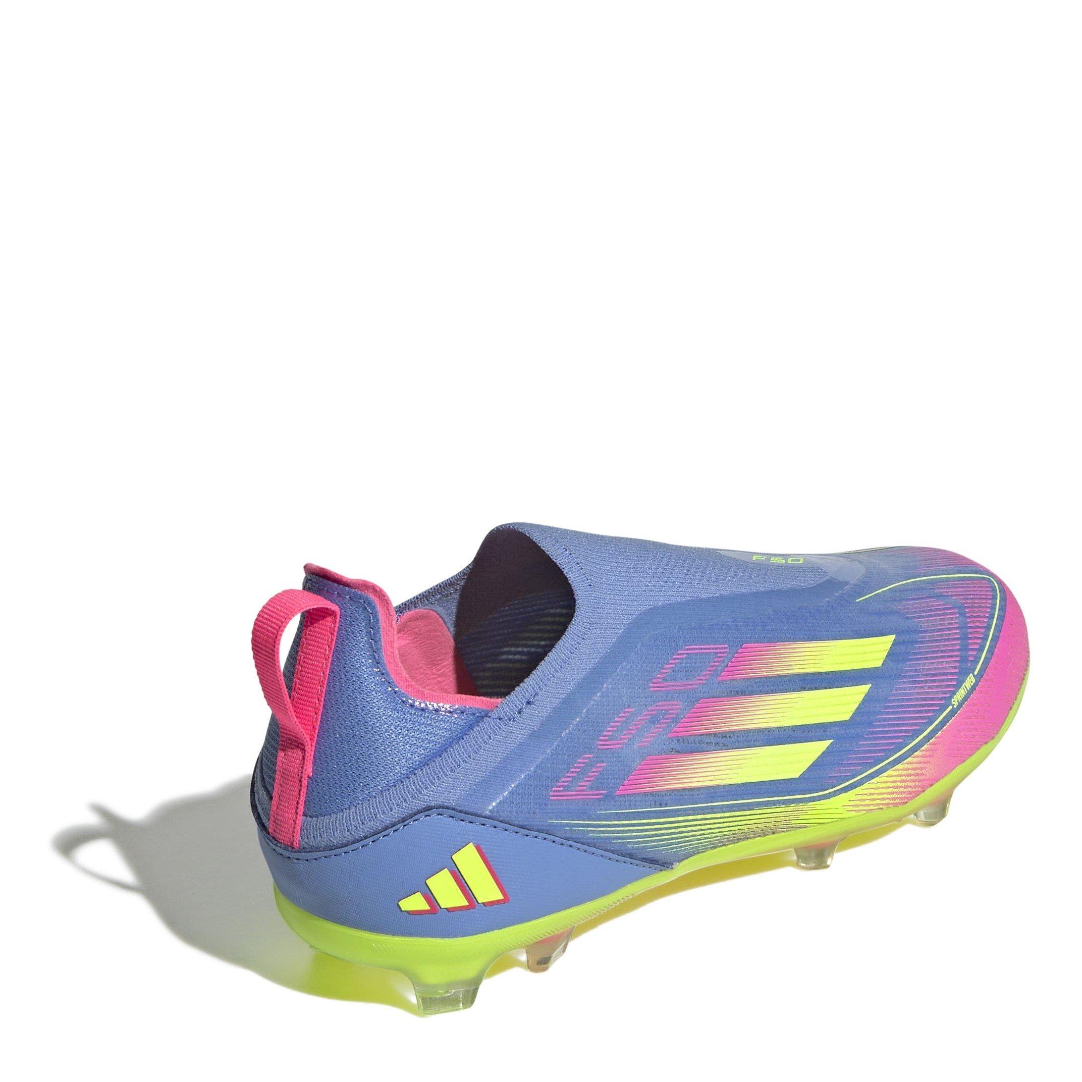 Blue/Lemon/Pink - adidas - F50 Elite Laceless Firm Ground Boots Childrens - 4