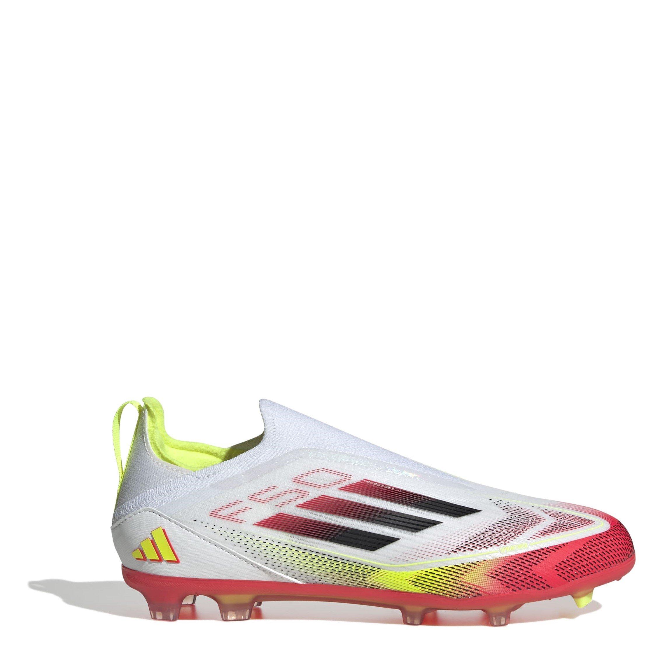 Adidas Boys F50 Elite Laceless Firm Ground Boots Childrens - Wht/Blck/Yell - C11 (29)