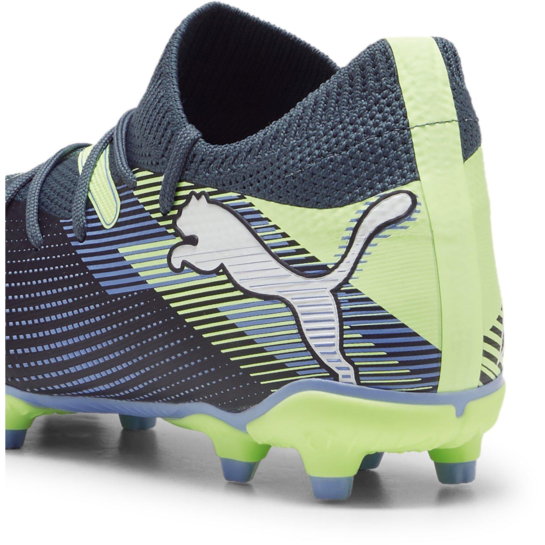 Grey/White/Grn - Puma - Future 7 Match Rush Childrens Firm Ground Football Boots - 5