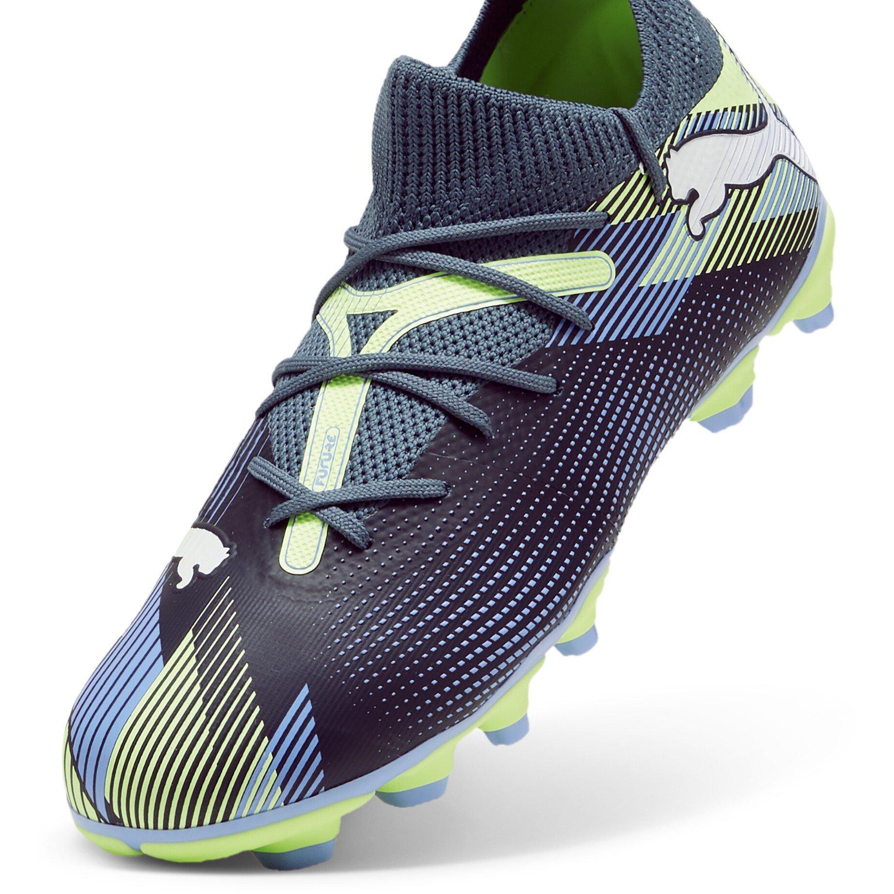 Grey/White/Grn - Puma - Future 7 Match Rush Childrens Firm Ground Football Boots - 6