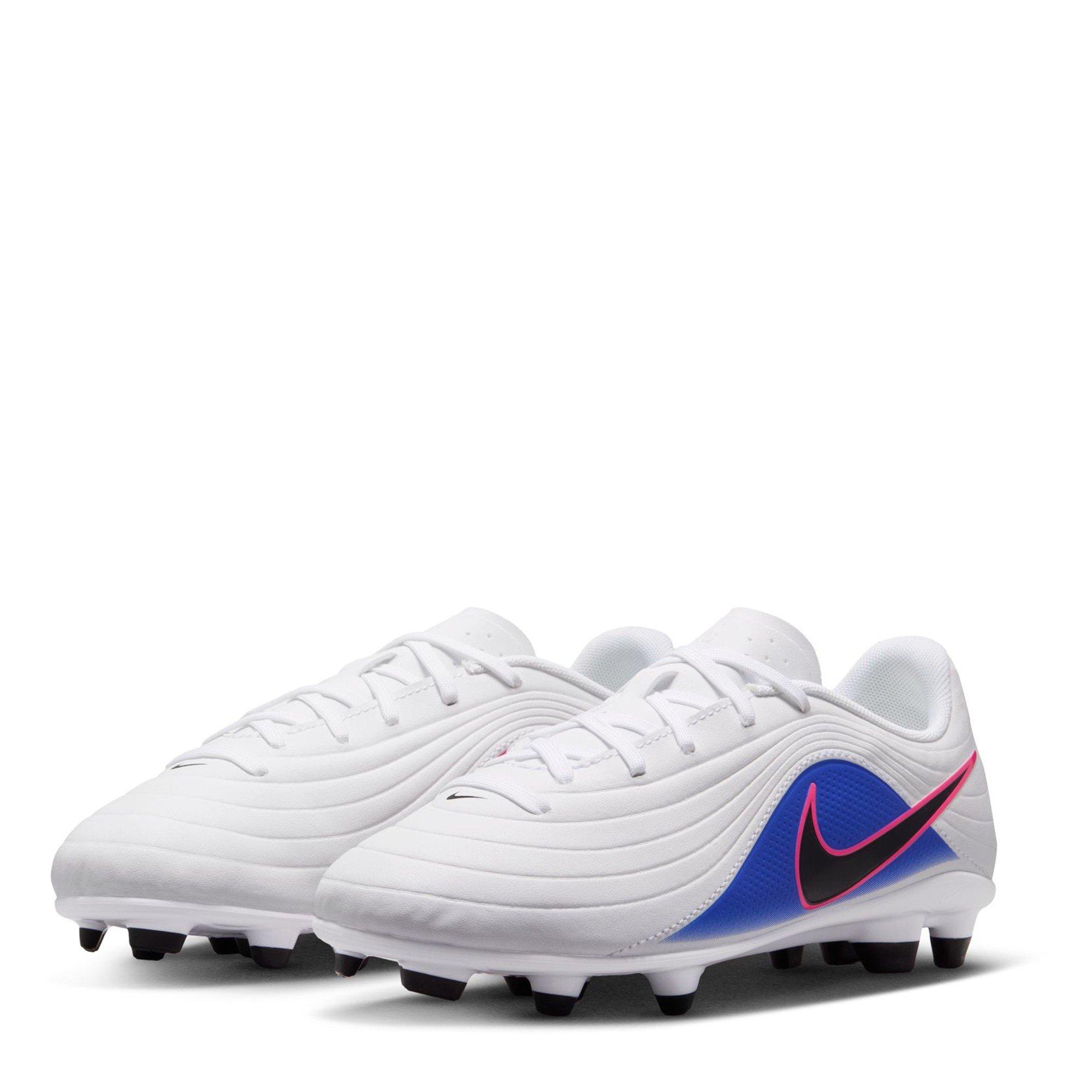 Wht/Bk-Blu-Pink - Nike - Tiempo Maestro Club Junior Firm Ground Boots - 4