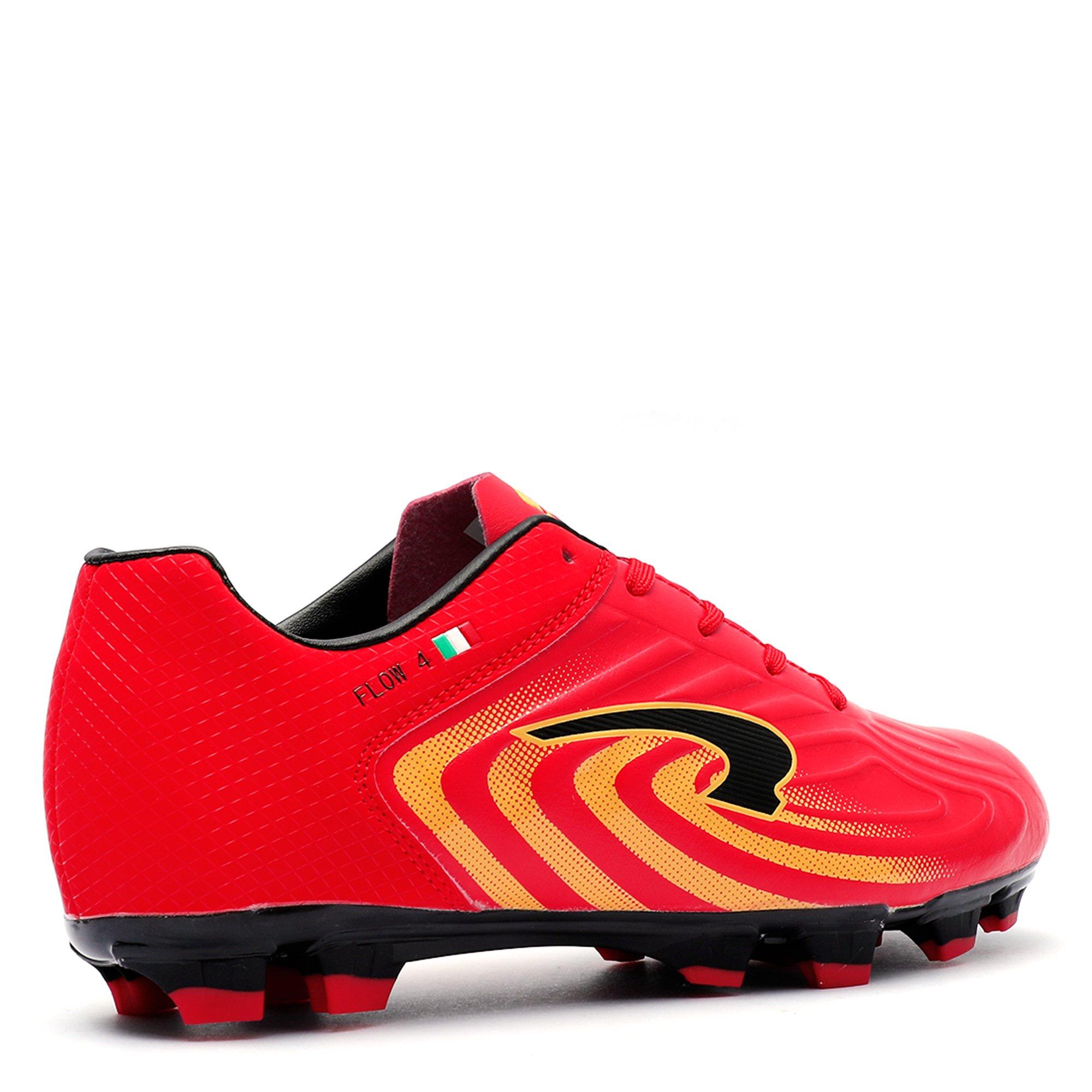 Red/Black - Kronos - Flow 4 Junior Firm Ground Football Boots - 6