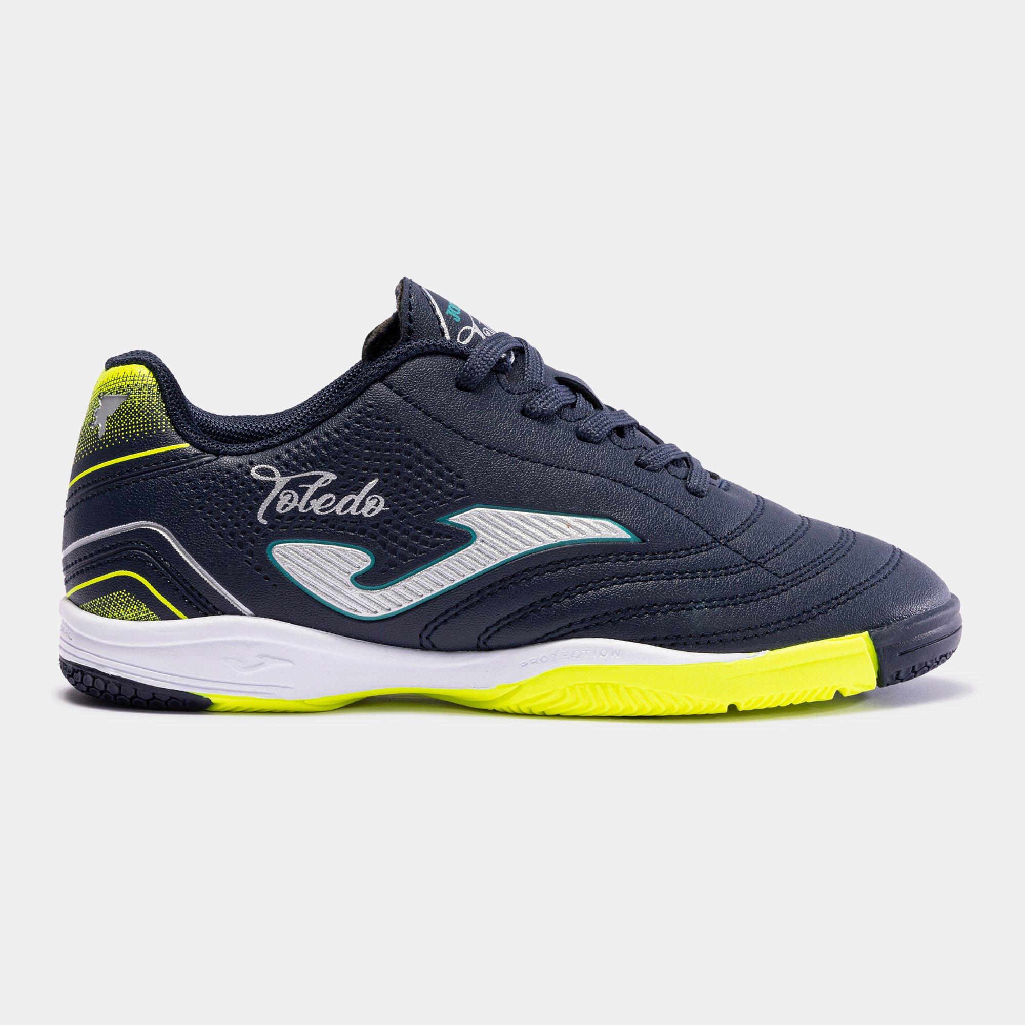 Navy/White/Yllw - Joma - Kids' Toledo Lace Up Indoor Football Boots