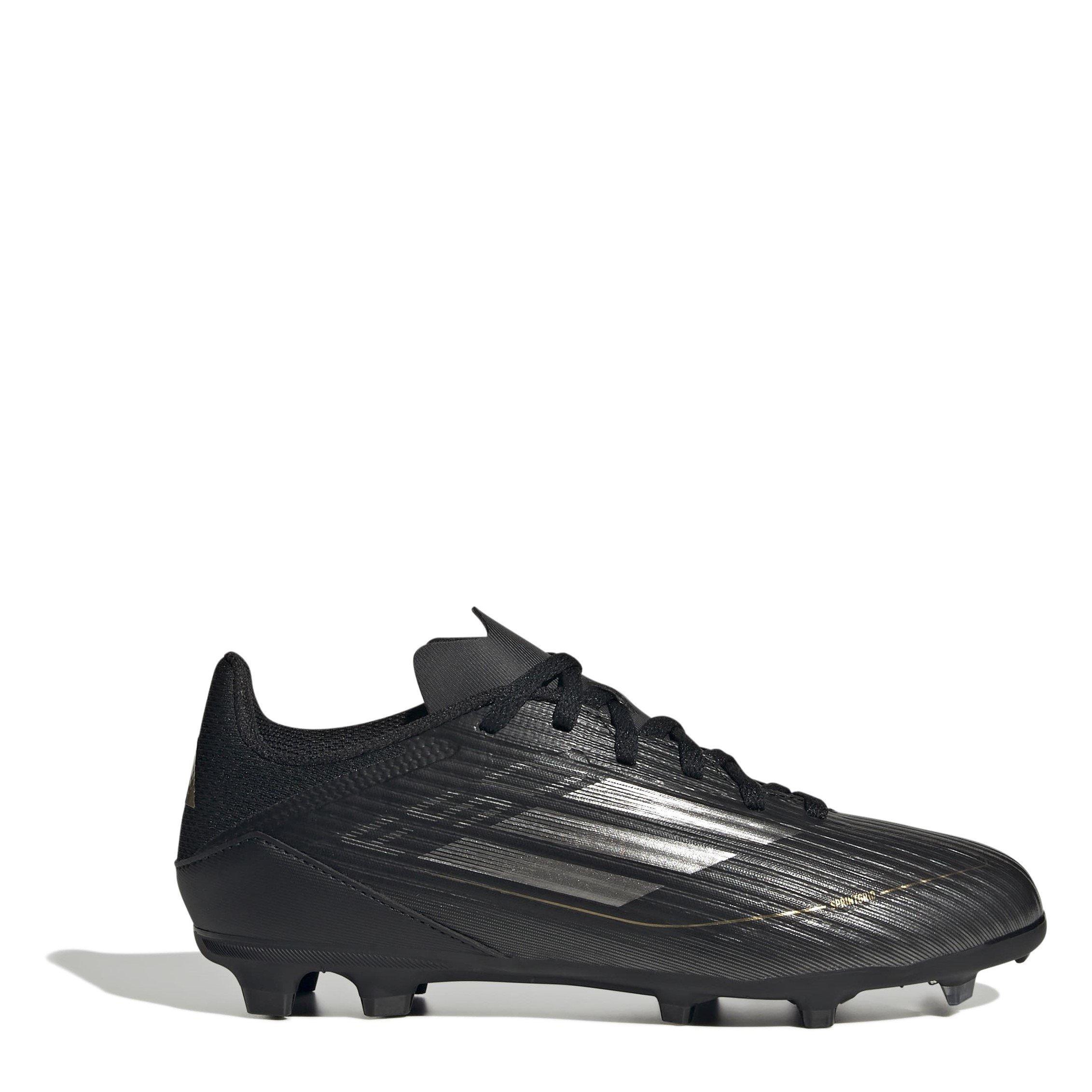 Adidas Boys F50 League Childrens Firm Ground Football Boots - Black/Silver - 2 (34)