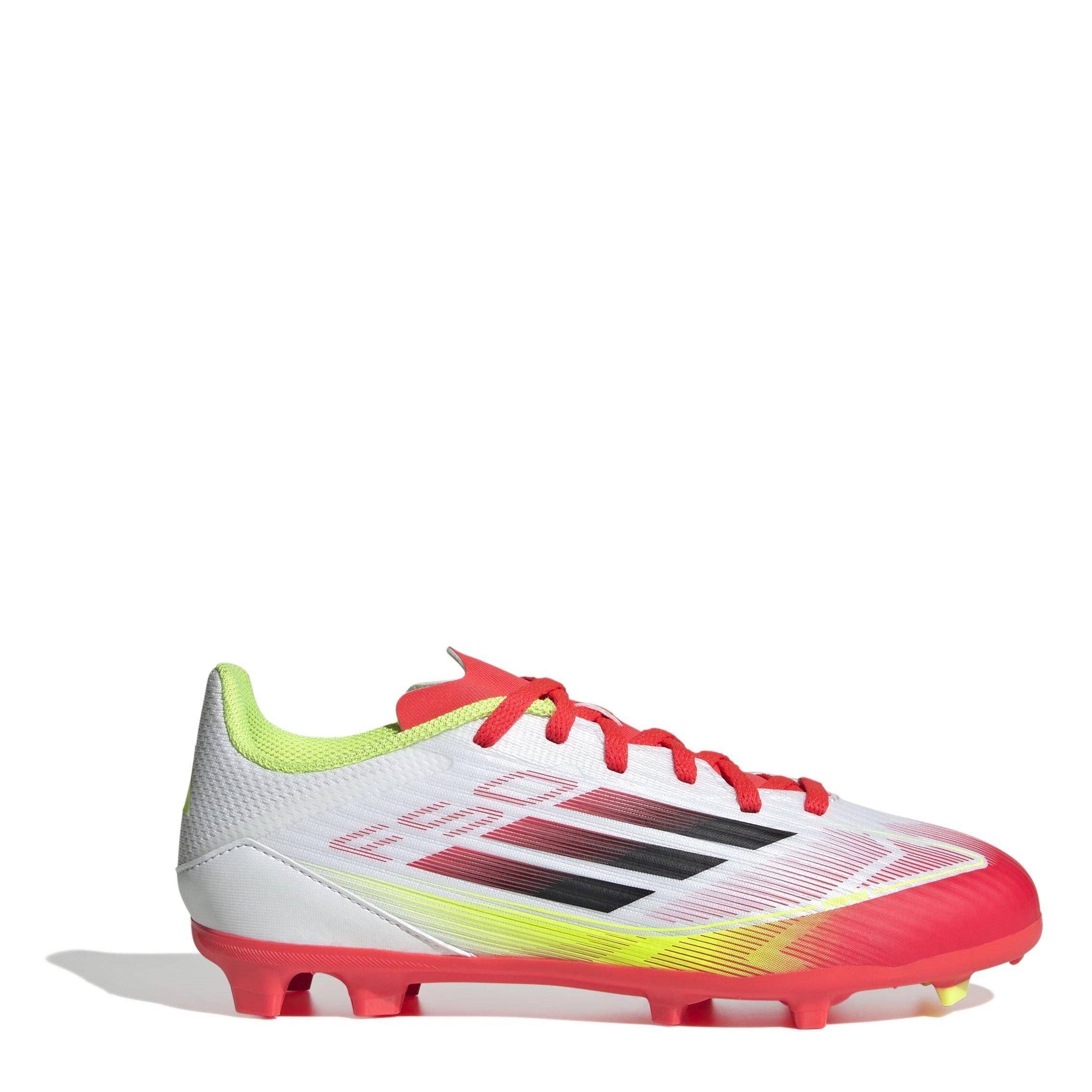 Adidas Boys F50 League Childrens Firm Ground Football Boots - White/Red - C12.5 (31)