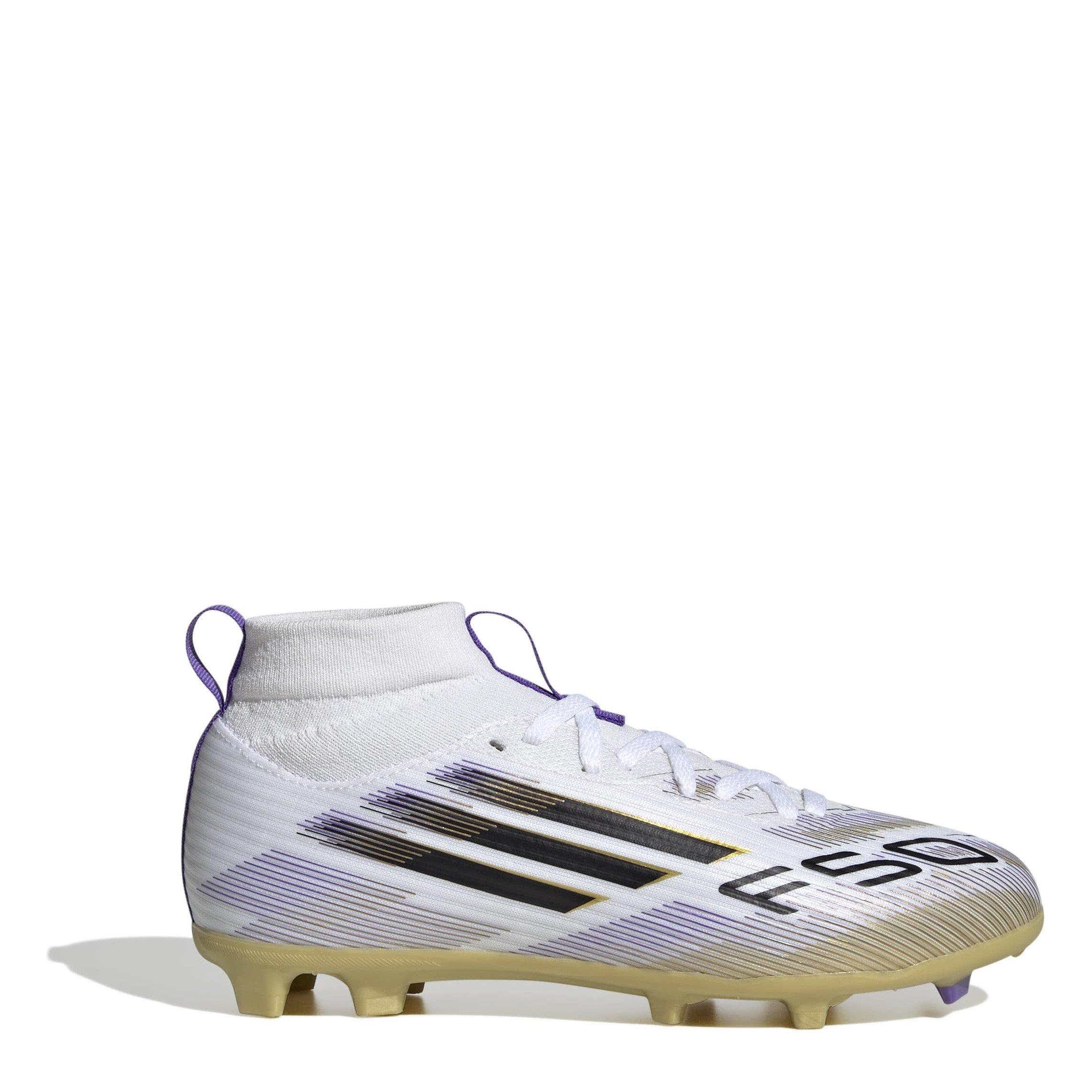 adidas F50 League Childrens Multi-Ground Football Boots - White/Blk/Gold