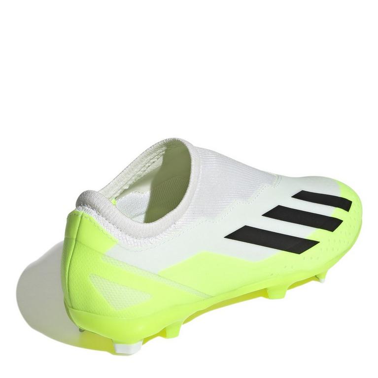 Blanco/Negro/Limón - adidas - X Crazyfast League Childrens Laceless Firm Ground Boots - 4