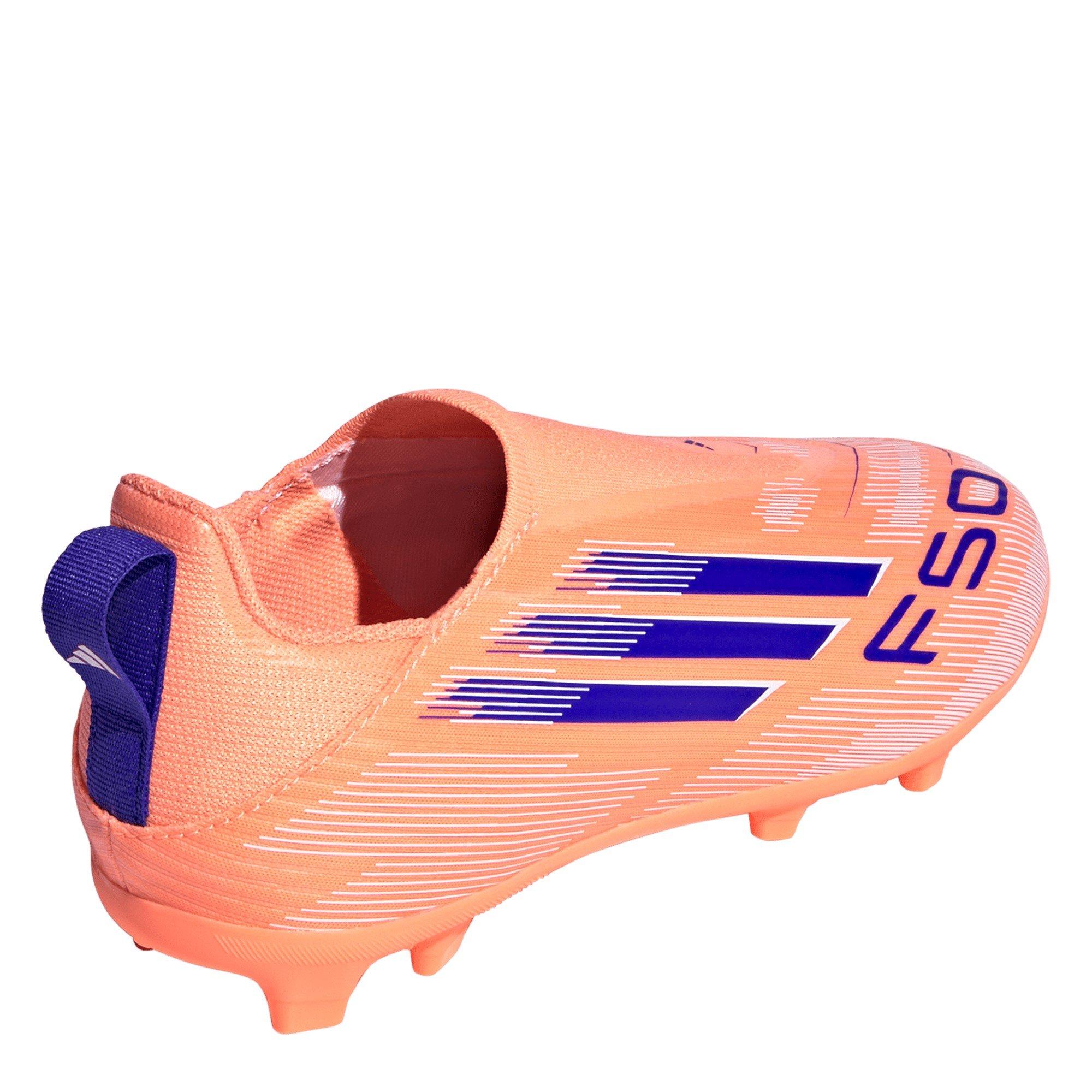 Orange/Blue - adidas - F50 Childrens League Laceless Multi-Ground Boots - 4