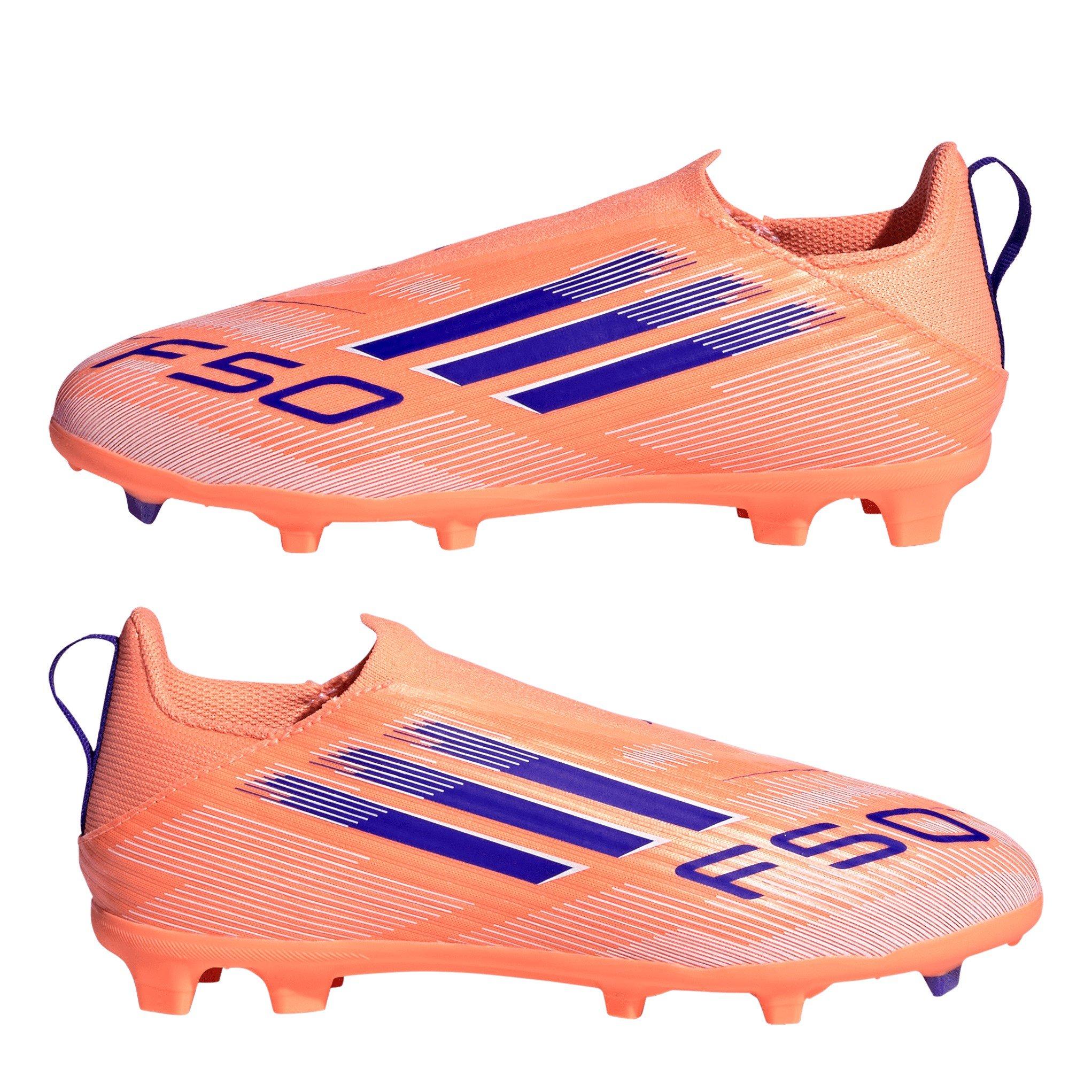 Orange/Blue - adidas - F50 Childrens League Laceless Multi-Ground Boots - 9