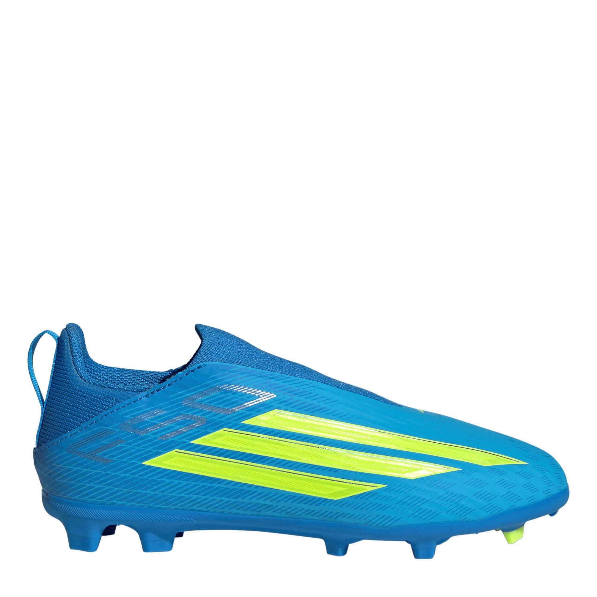 Adidas Boys F50 Childrens League Laceless -Ground Boots - Blue/Yellow - C11 (29)