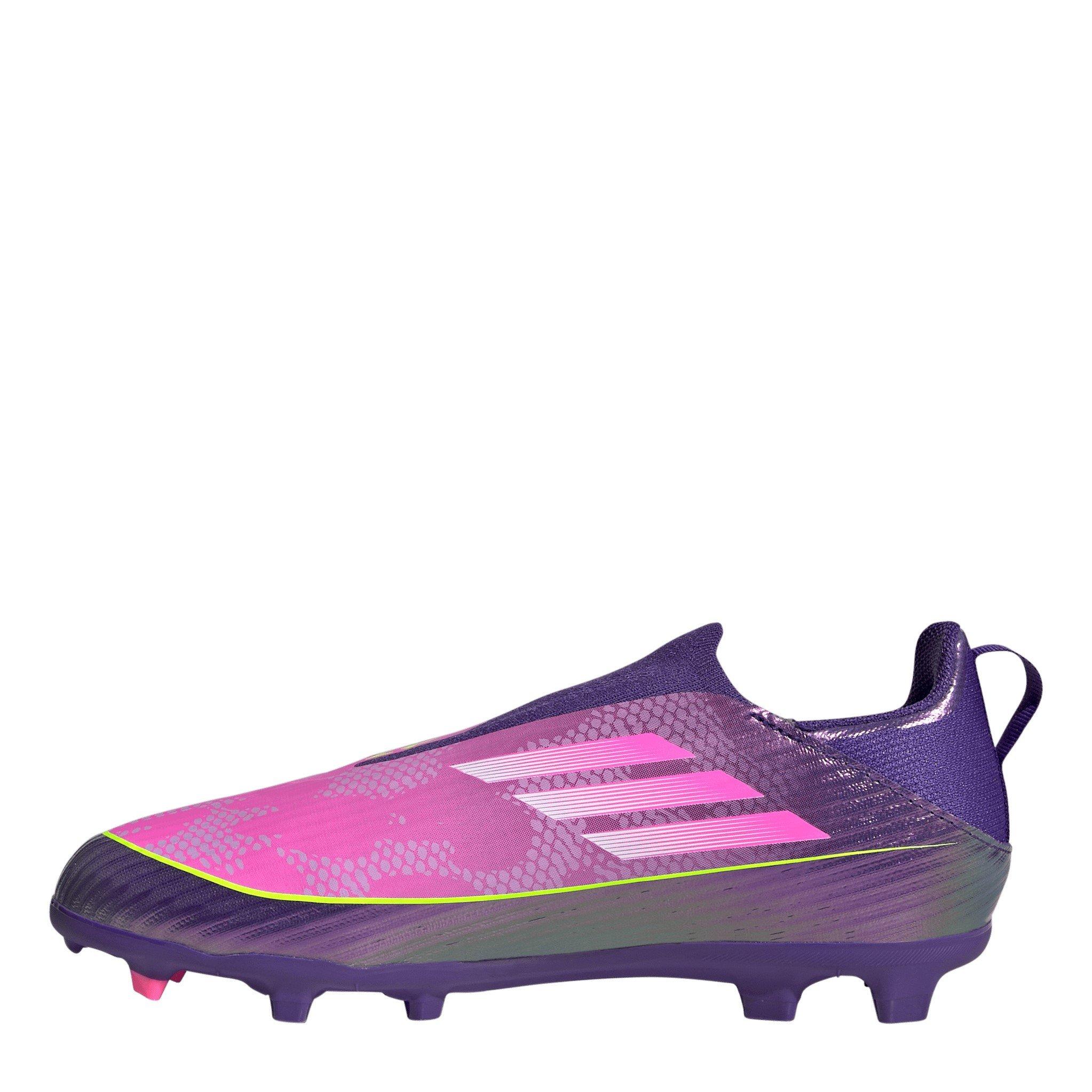 Purple/Yellow - adidas - F50 Childrens League Laceless Multi-Ground Boots - 2