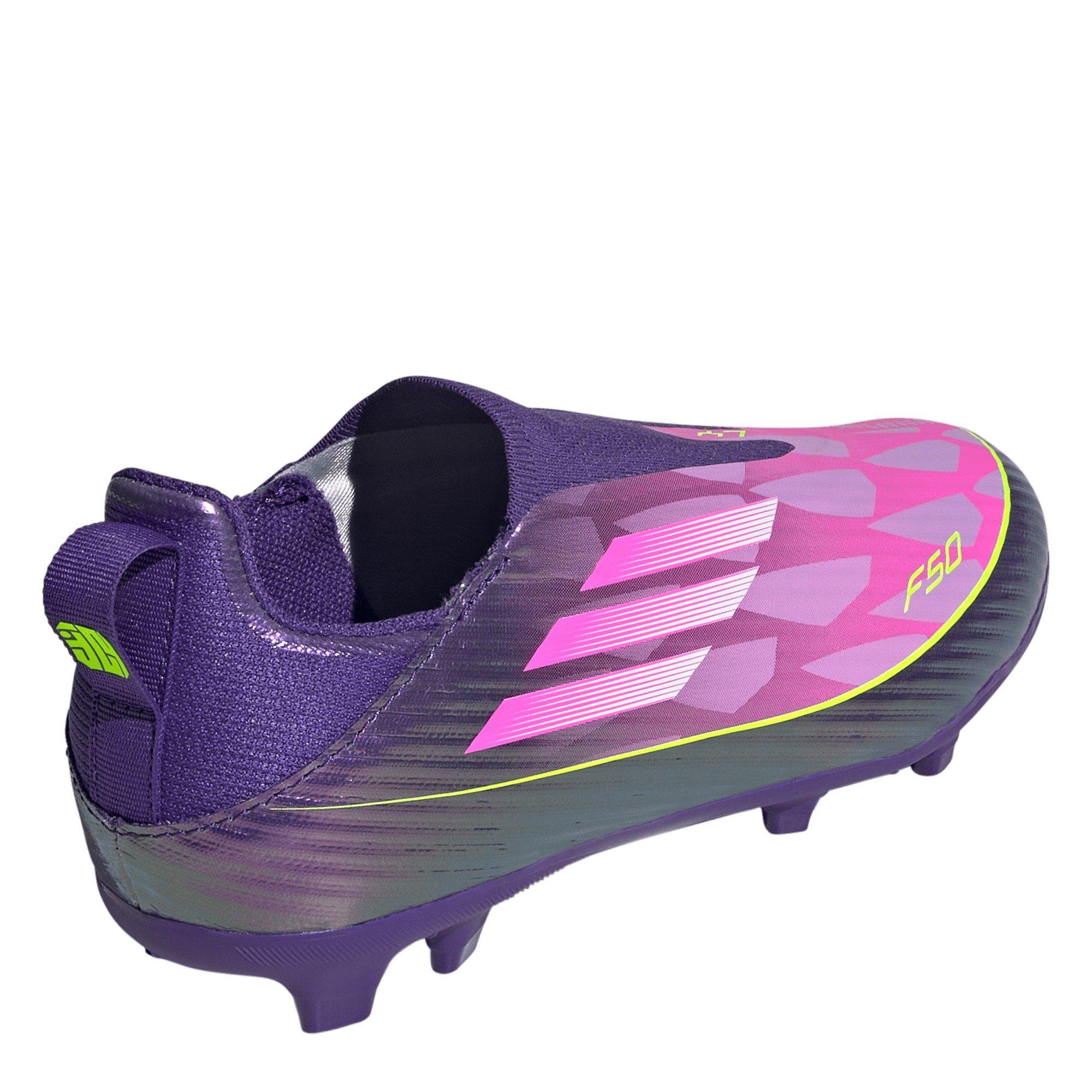 Purple/Yellow - adidas - F50 Childrens League Laceless Multi-Ground Boots - 4