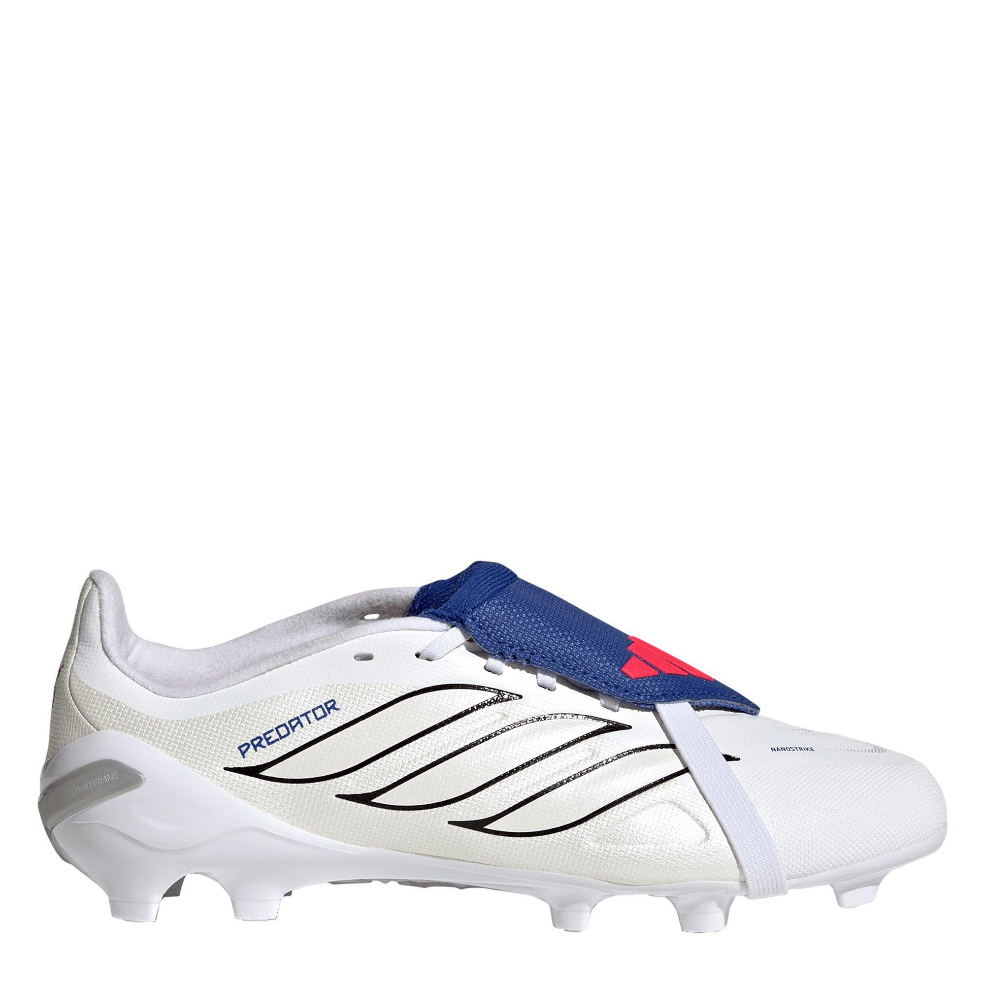 Adidas Boys Predator Fold-Over Tongue League Firm Ground Football Boots Childrens - White/Blue - C11 (29)