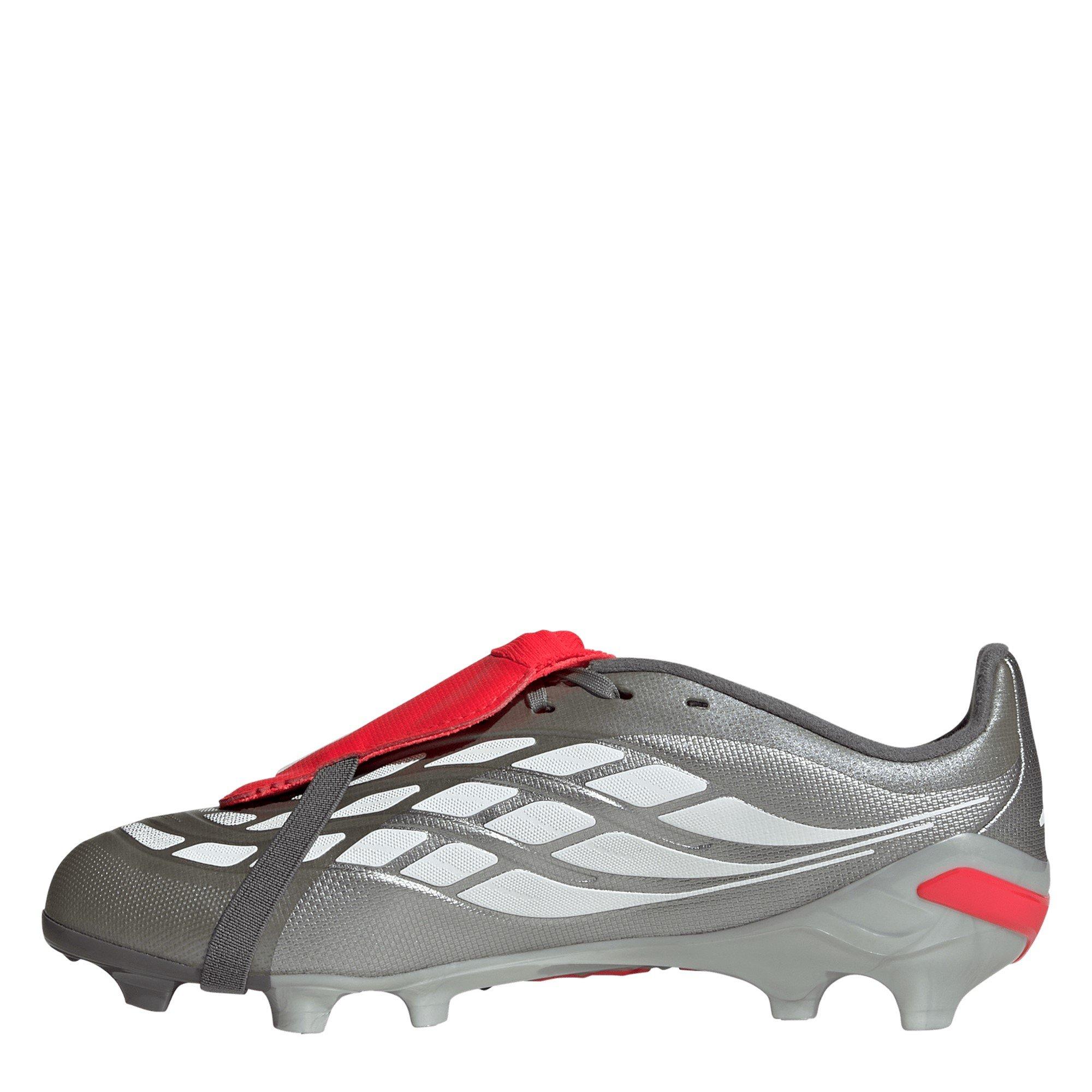 Grigio/Rosso - adidas - Predator Fold-Over Tongue League Firm Ground Football Boots Childrens - 2