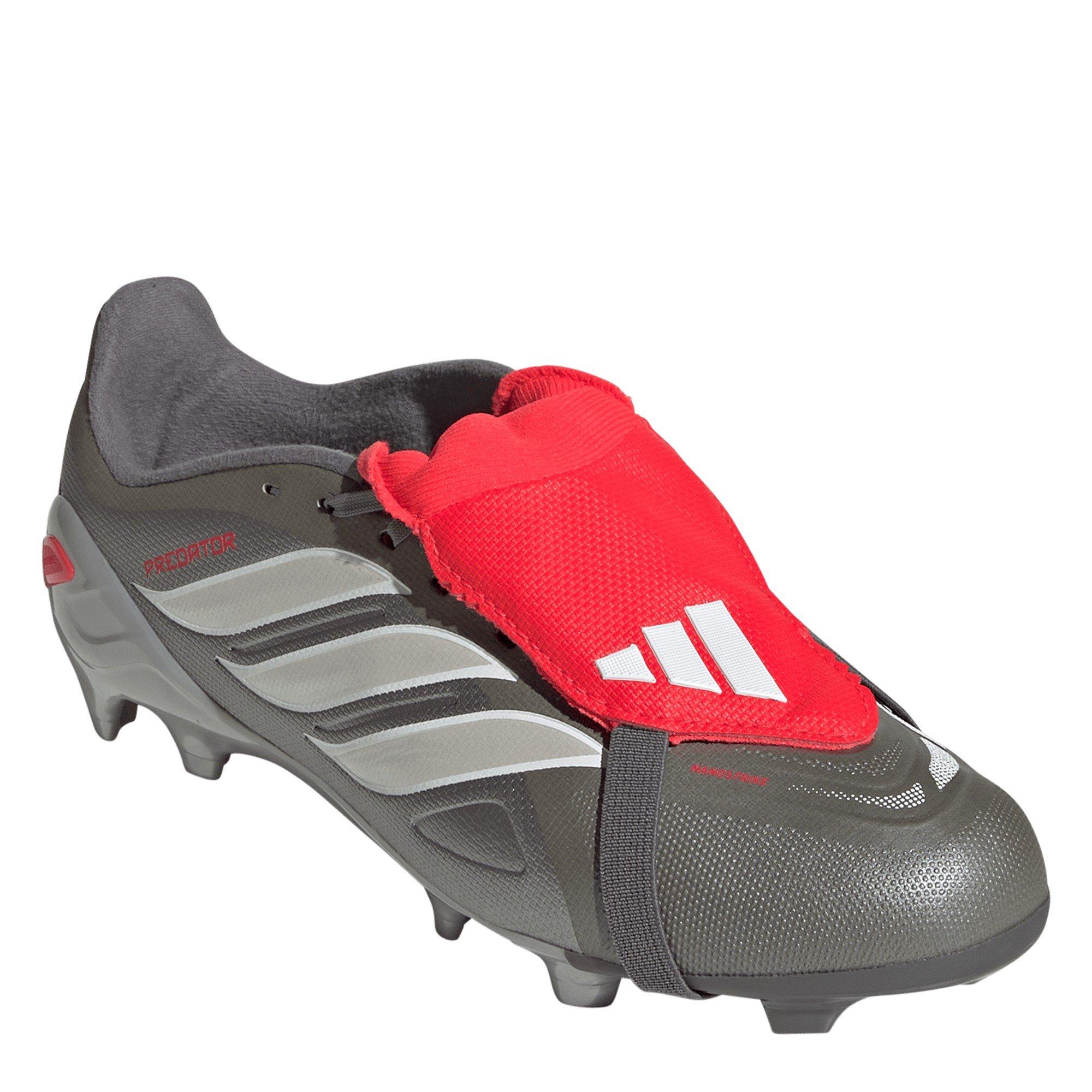 Grigio/Rosso - adidas - Predator Fold-Over Tongue League Firm Ground Football Boots Childrens - 3
