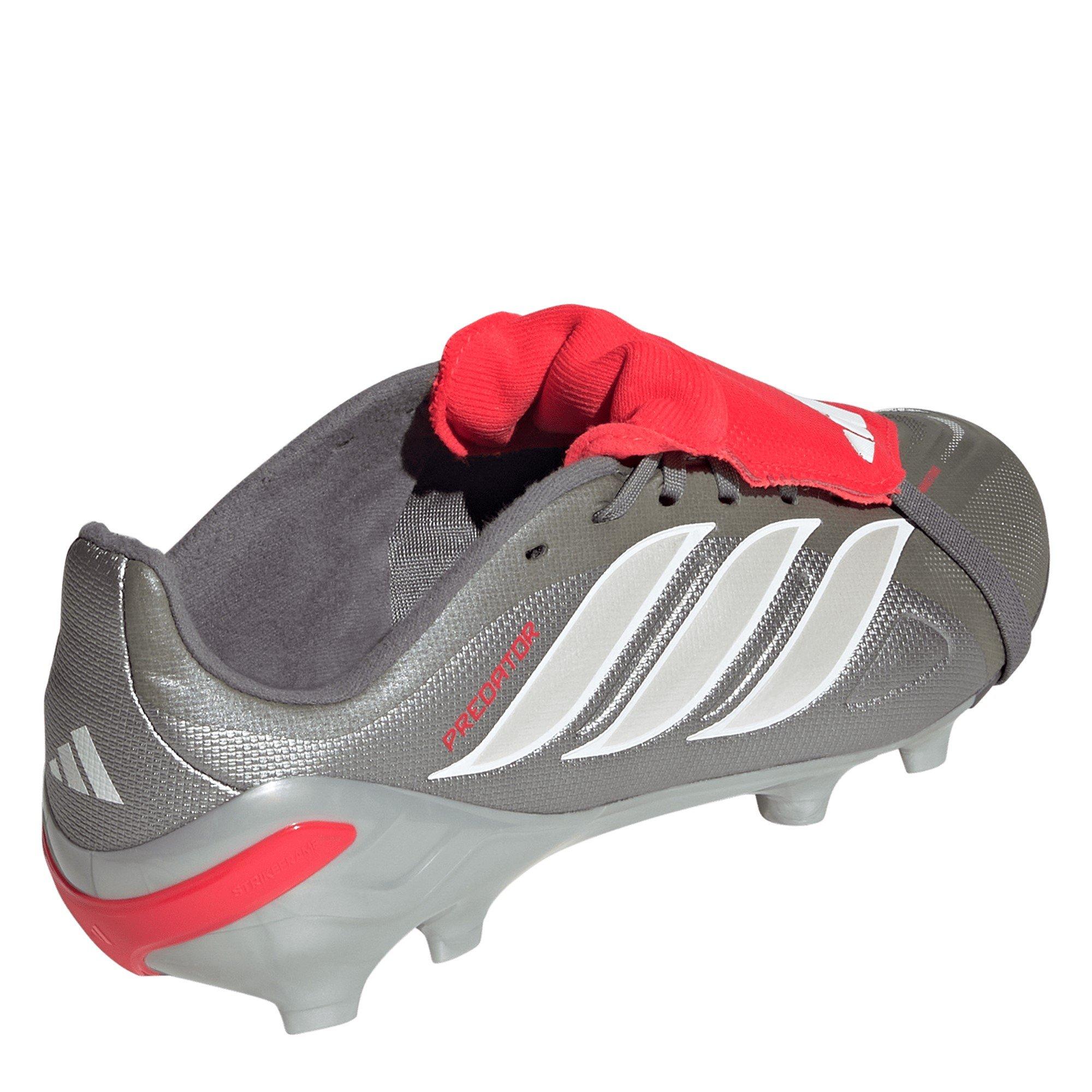 Grigio/Rosso - adidas - Predator Fold-Over Tongue League Firm Ground Football Boots Childrens - 4