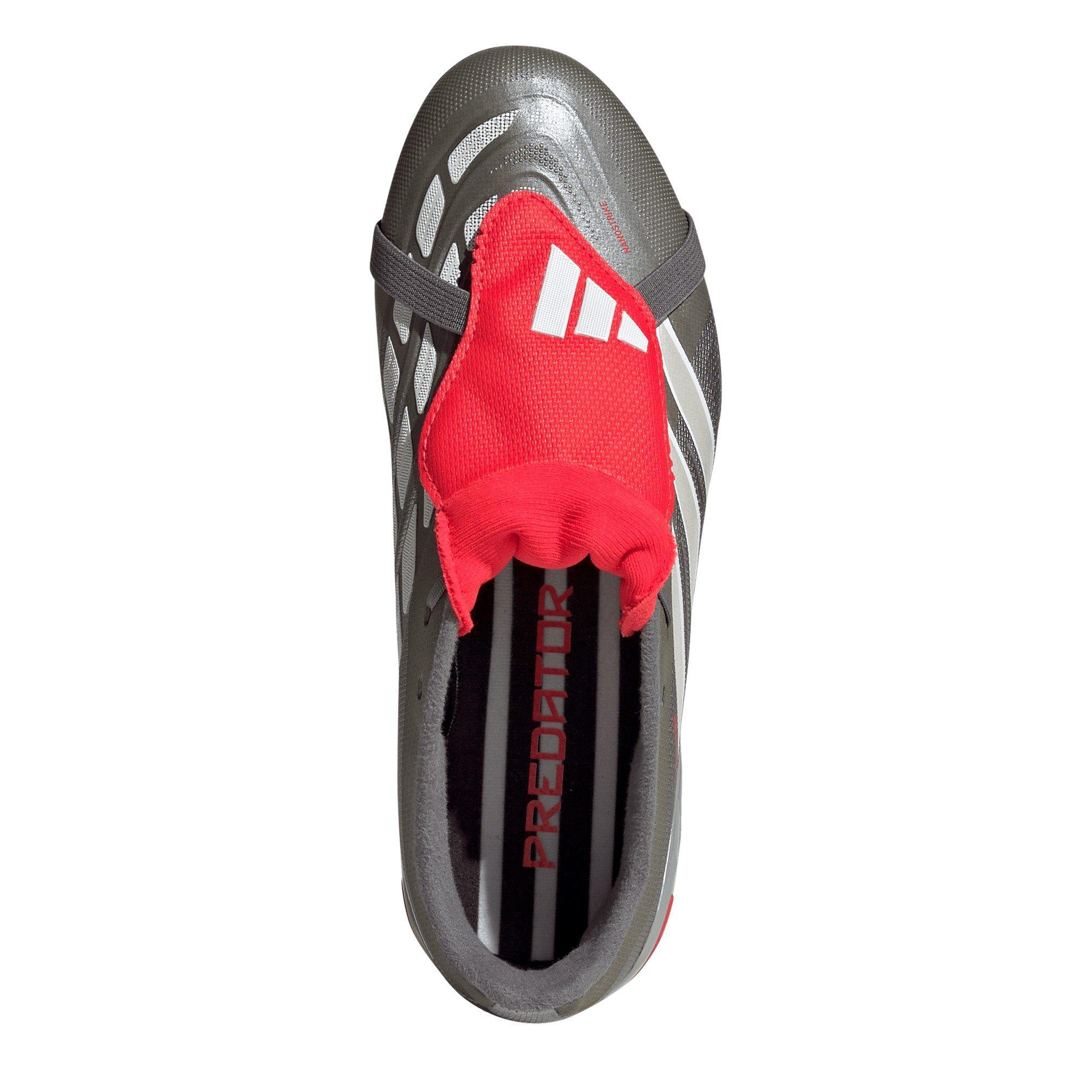 Grigio/Rosso - adidas - Predator Fold-Over Tongue League Firm Ground Football Boots Childrens - 5