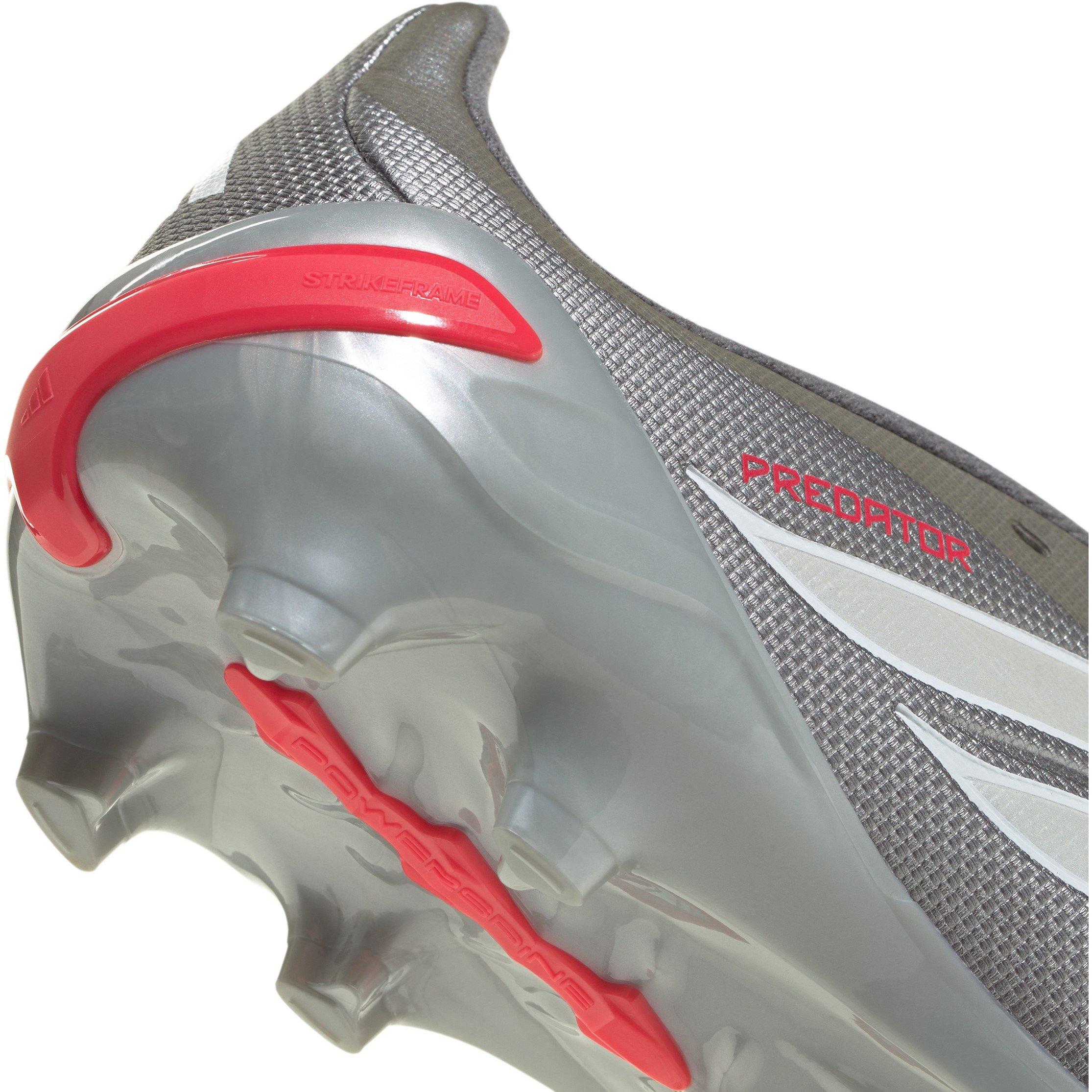Grigio/Rosso - adidas - Predator Fold-Over Tongue League Firm Ground Football Boots Childrens - 7