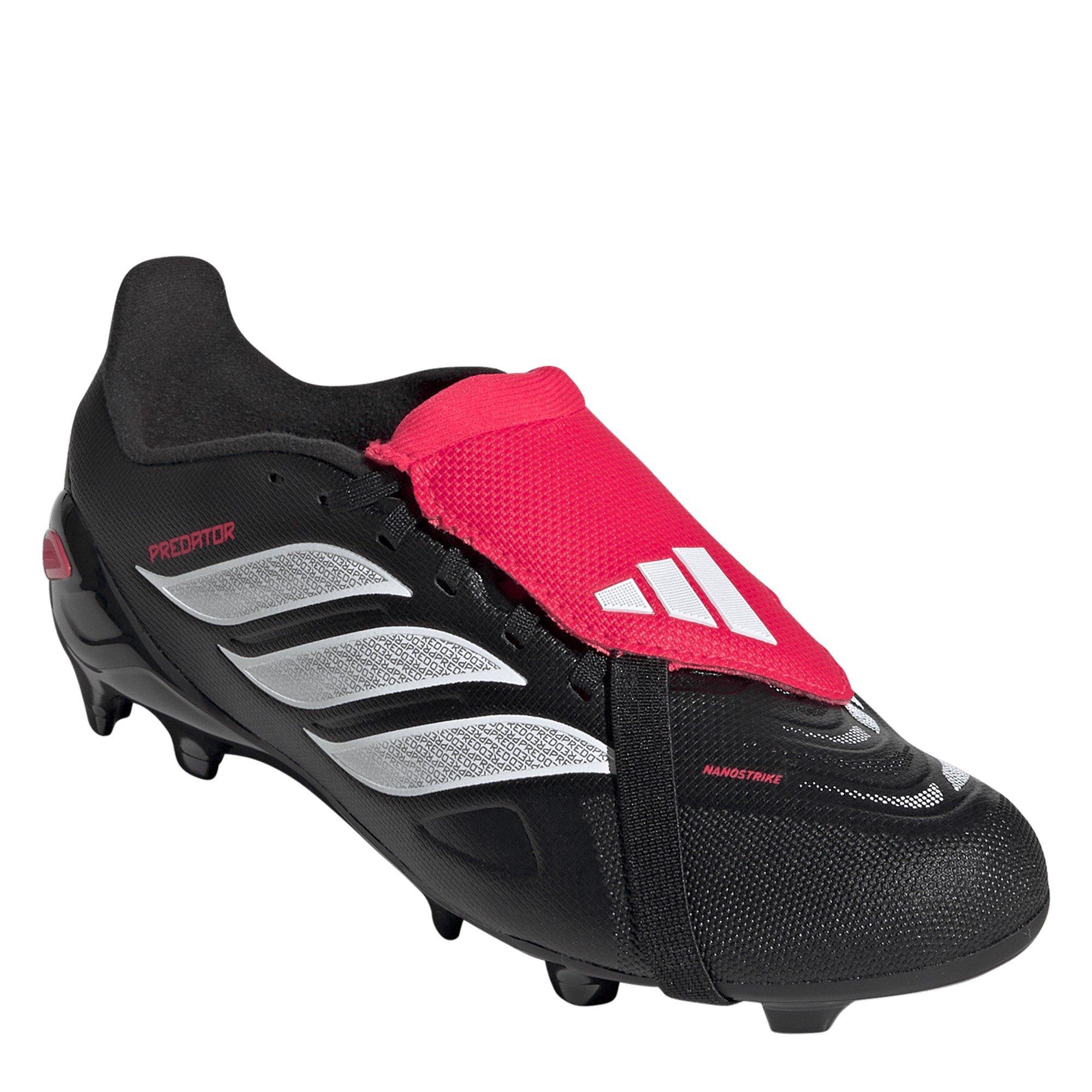 Noir/Rouge - adidas - Predator Fold-Over Tongue League Firm Ground Football Boots Childrens - 3