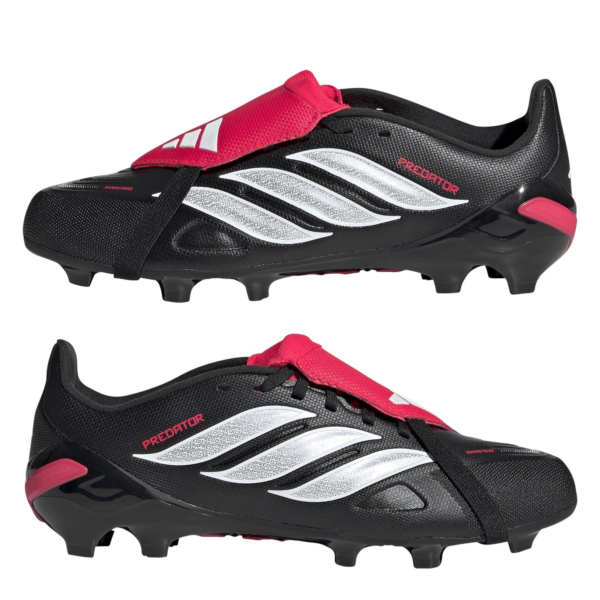 Noir/Rouge - adidas - Predator Fold-Over Tongue League Firm Ground Football Boots Childrens - 9