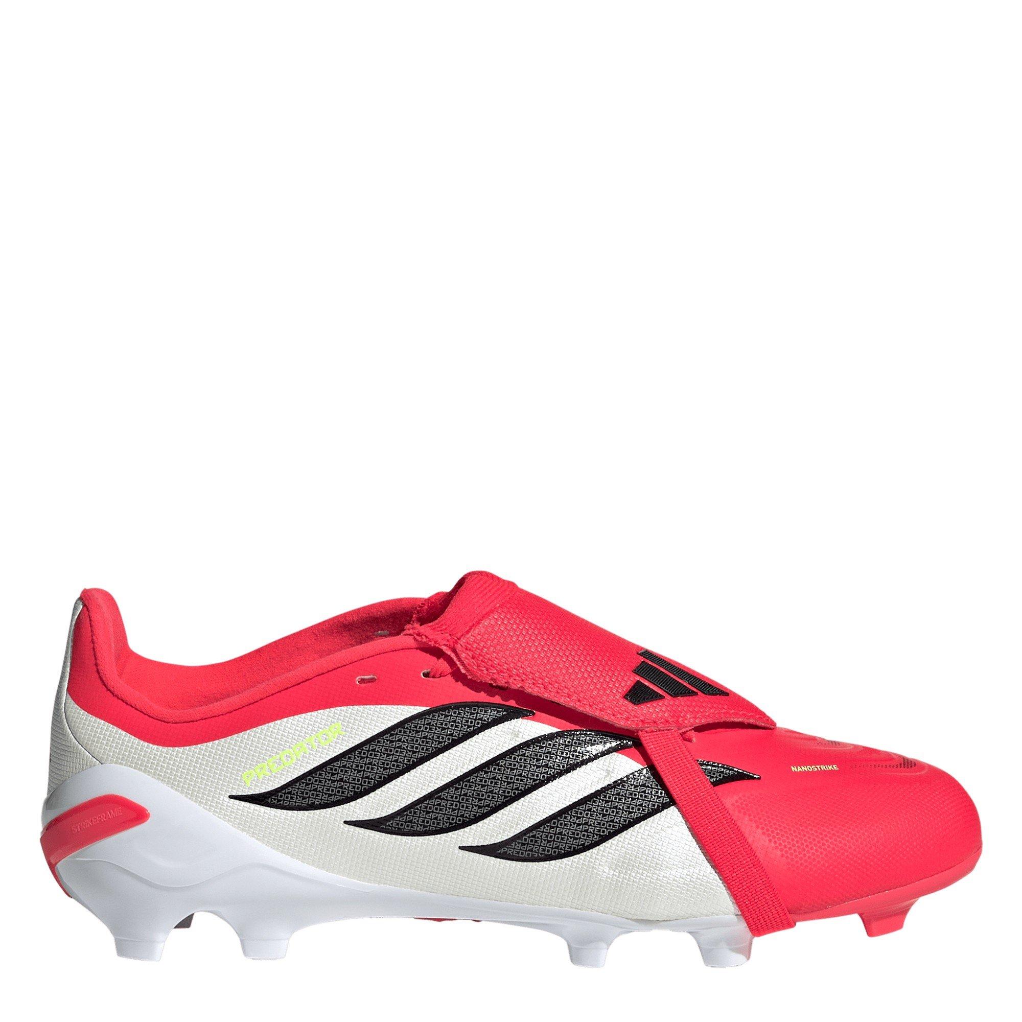 Adidas Boys Pator Fold-Over Tongue League Firm Ground Football Boots Childrens - Red/Blk/White - 2 (34)
