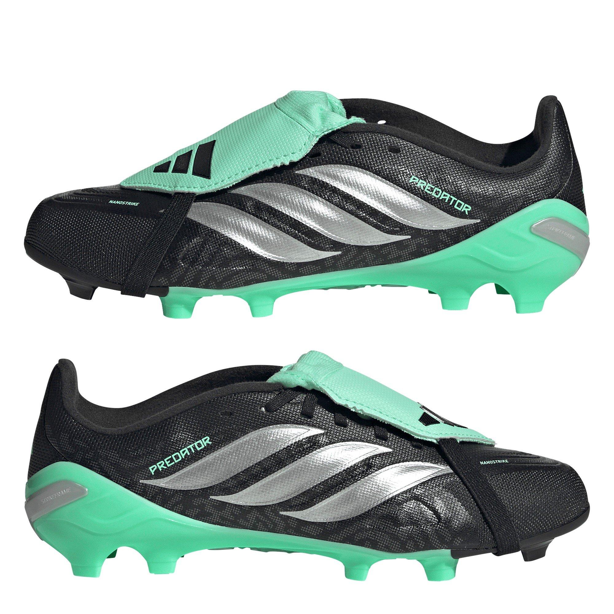 Black/Mint - adidas - Predator Fold-Over Tongue League Firm Ground Football Boots Childrens - 9