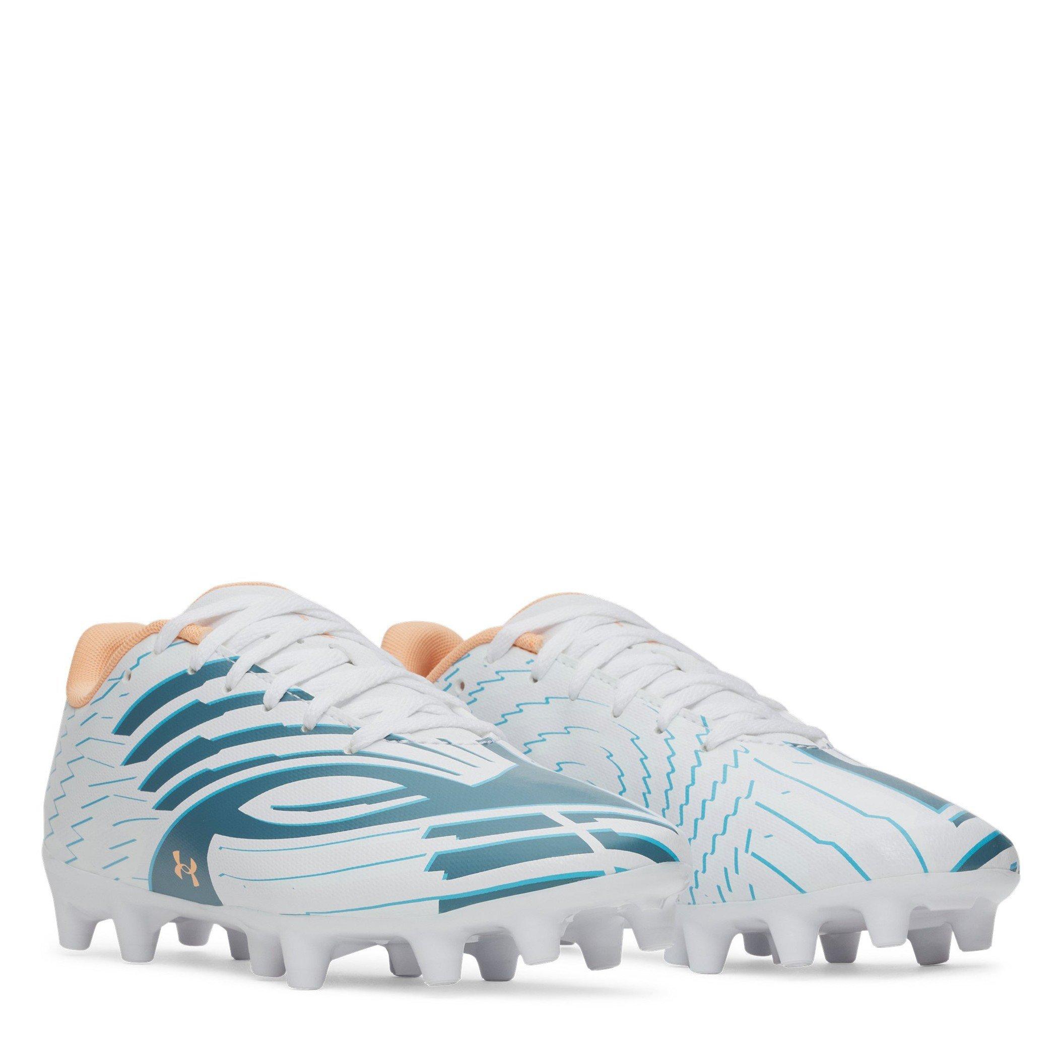 Wht/Blu/Orange - Under Armour - Kids' Firm Ground Football Boots - 5