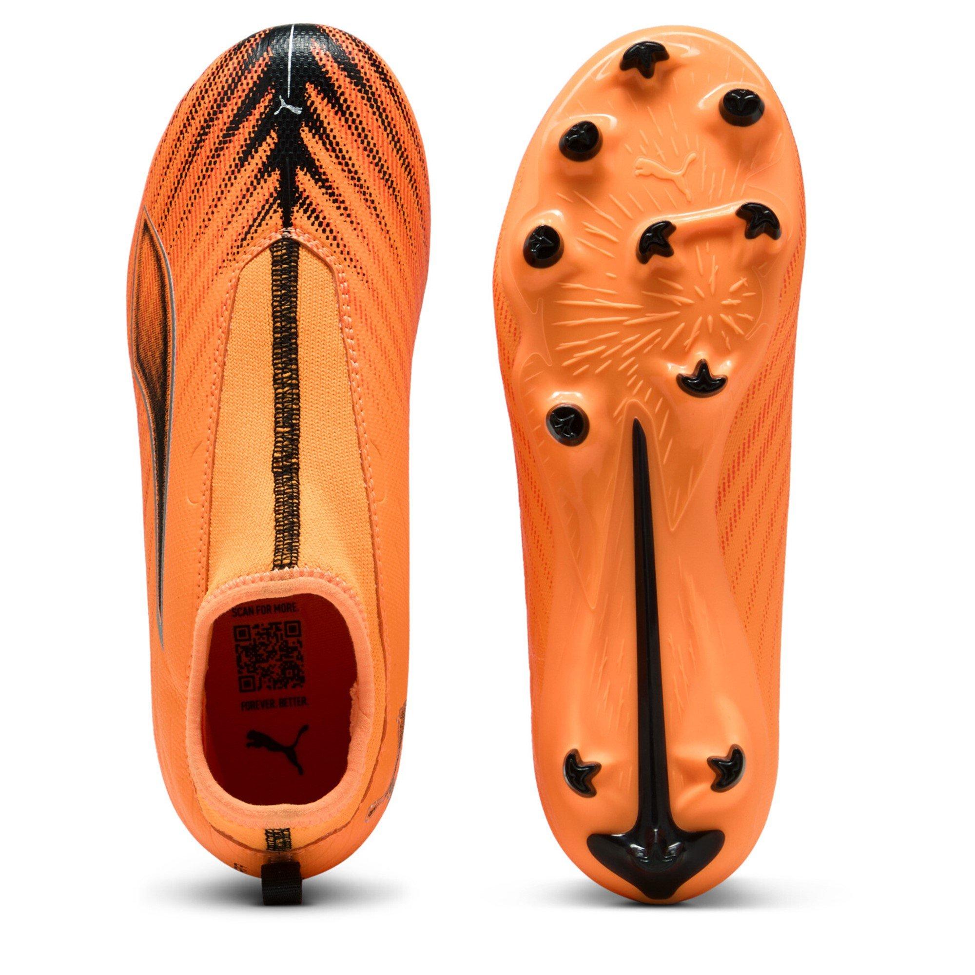 Naranja/Negro - Puma - Ultra 5 Match Children Laceless Firm Ground Football Boots - 3