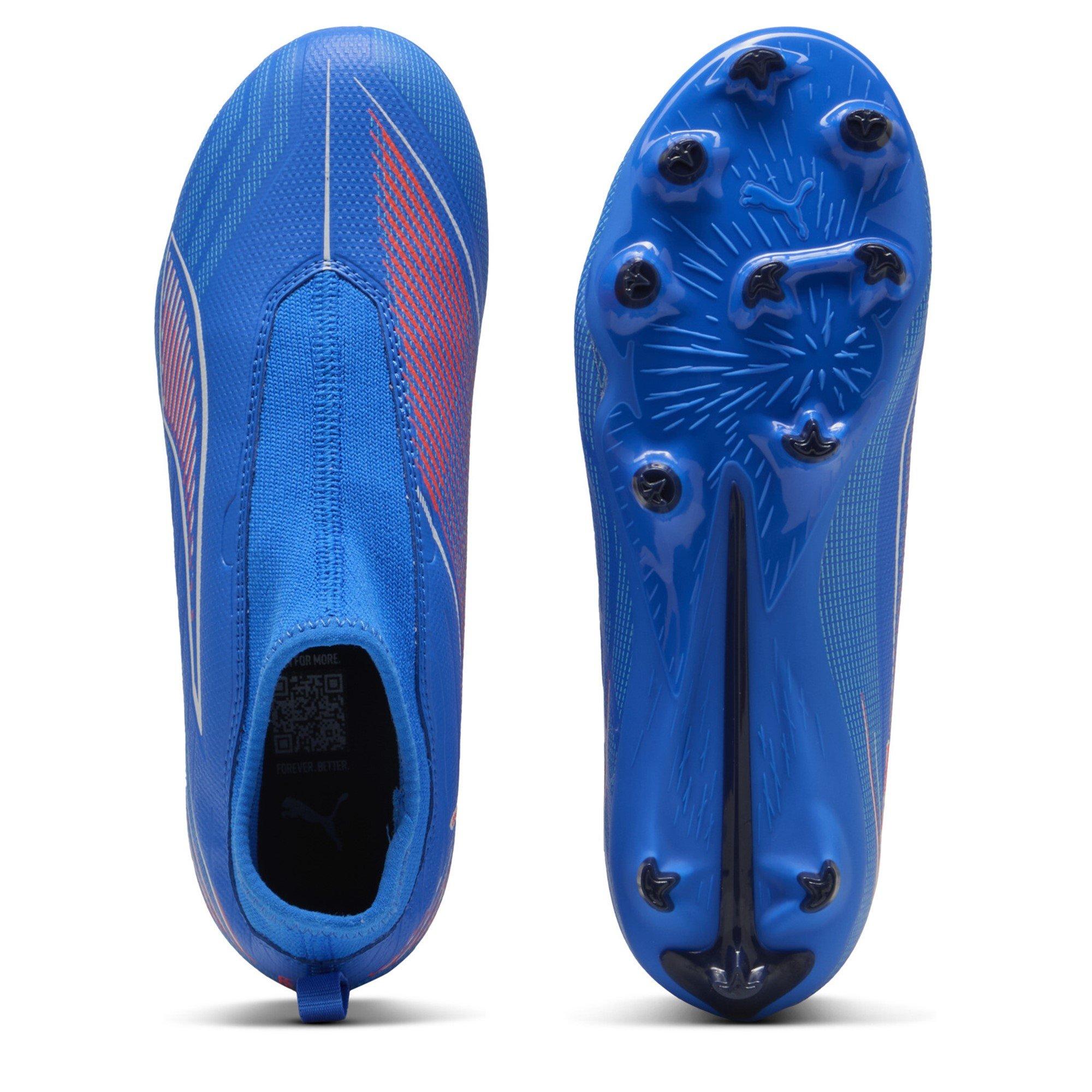 Blue/White - Puma - Ultra 5 Match Children Laceless Firm Ground Football Boots - 3