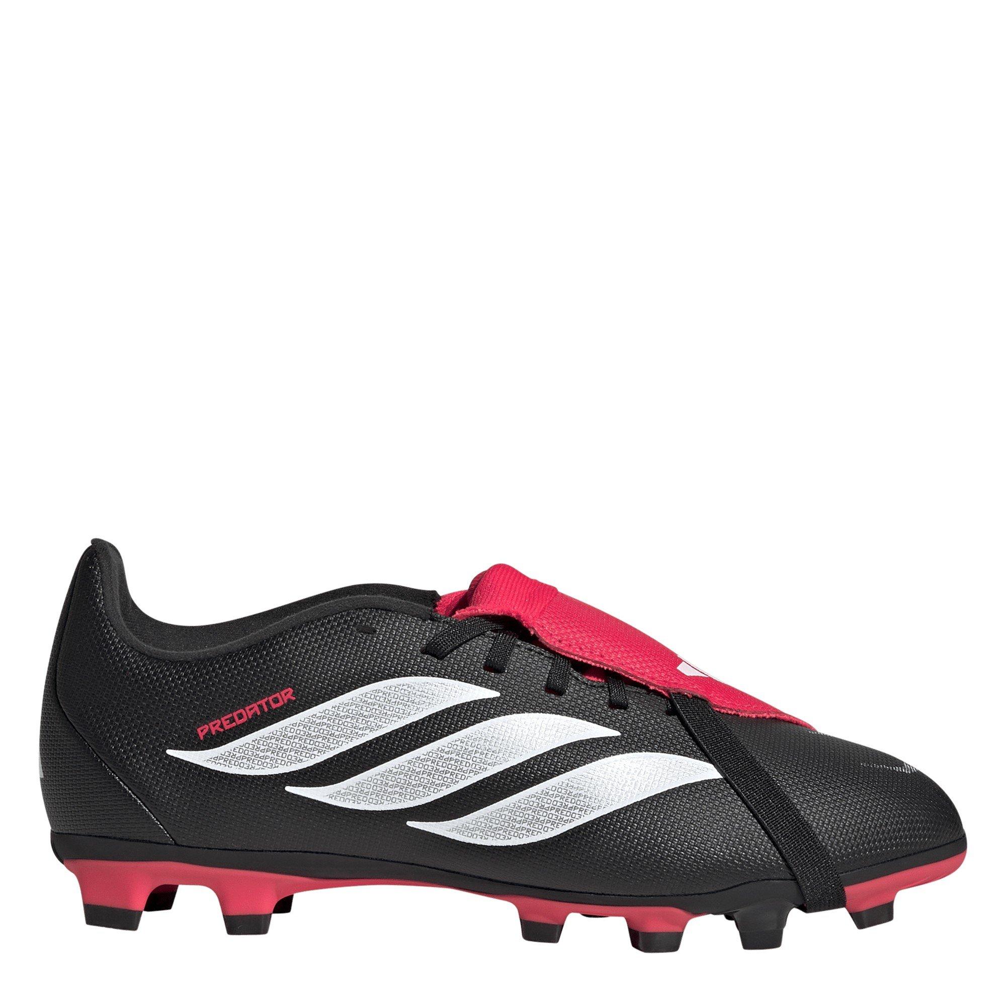Adidas Boys Childrens Predator Fold-Over Tongue Club Firm Ground Football Boots - Black/Red - C11 (29)