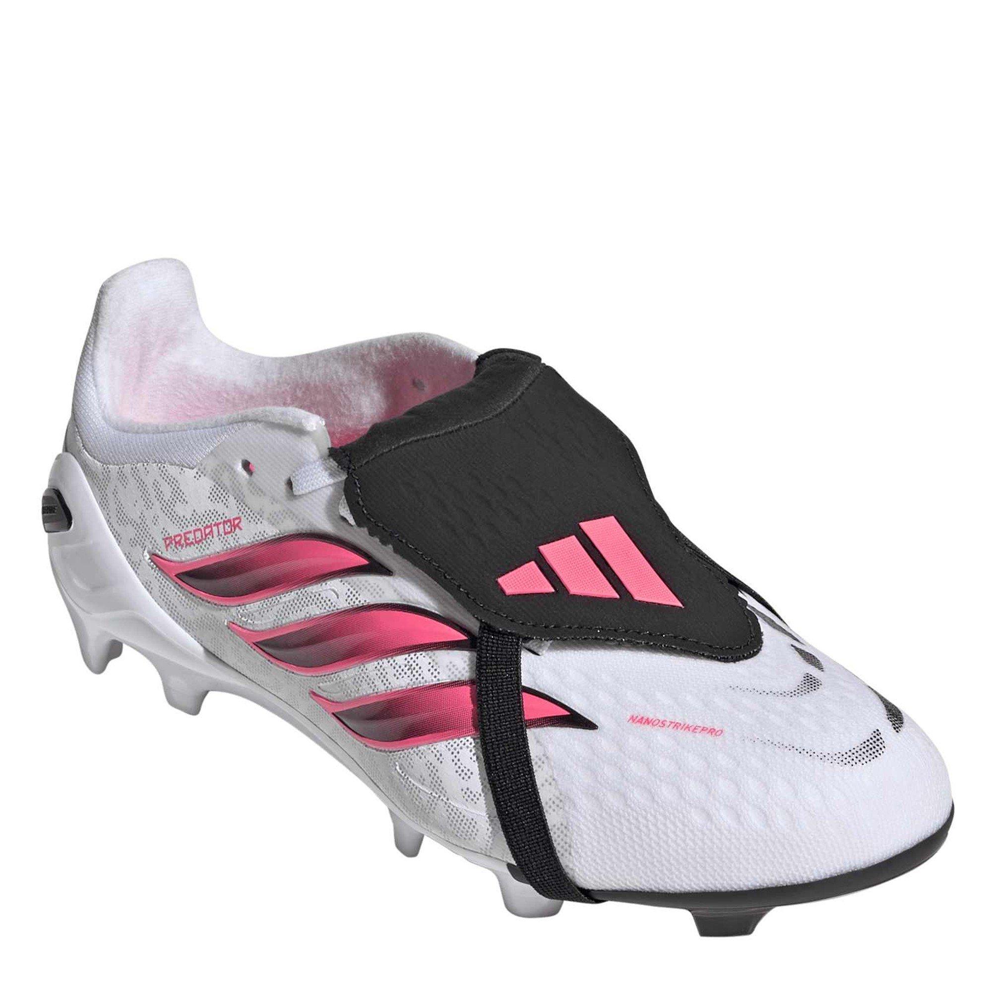 Weiß/Koralle - adidas - Kids' Predator Elite Firm Ground Fold Over Tongue Football Boots - 3